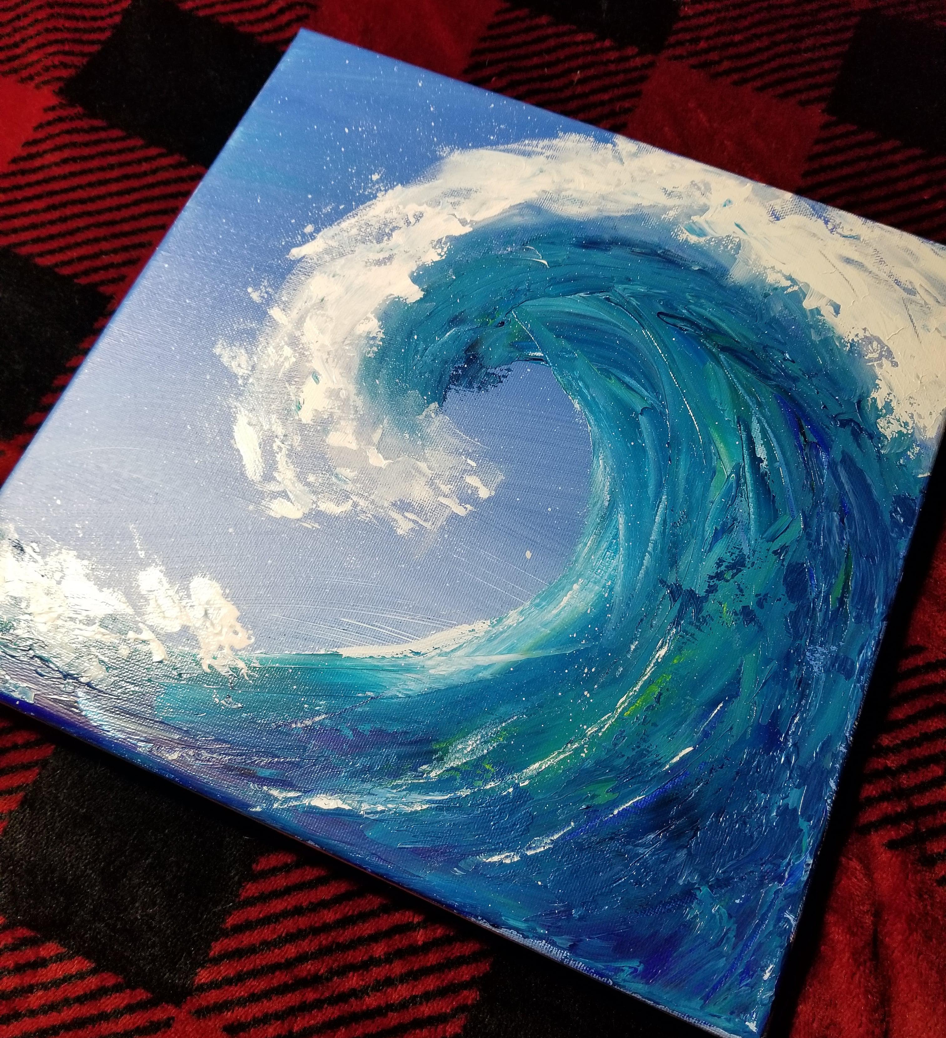 A palette knife wave I painted! r/acrylicpainting