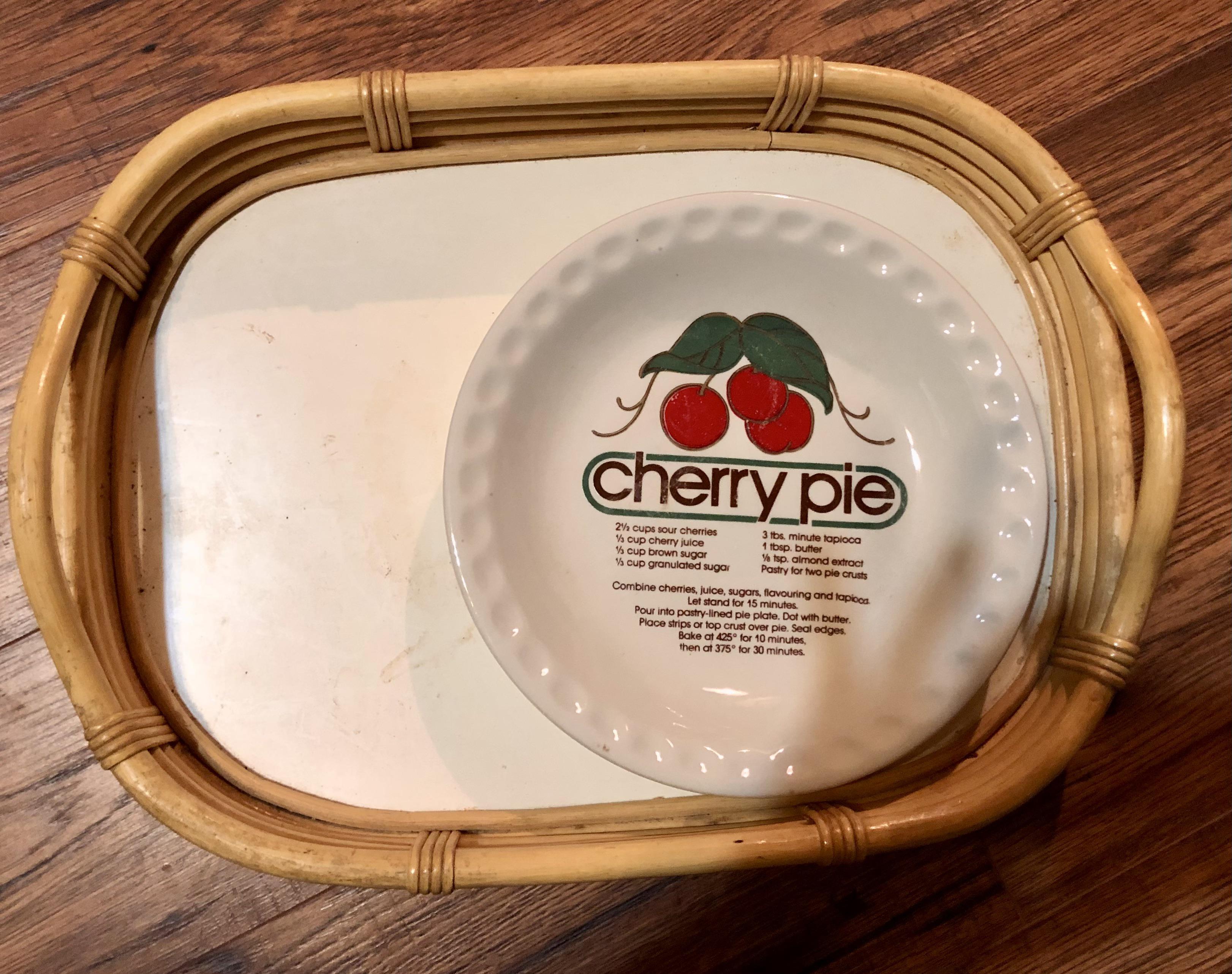 Picked up this adorable pie plate & rattan serving tray for 3 each
