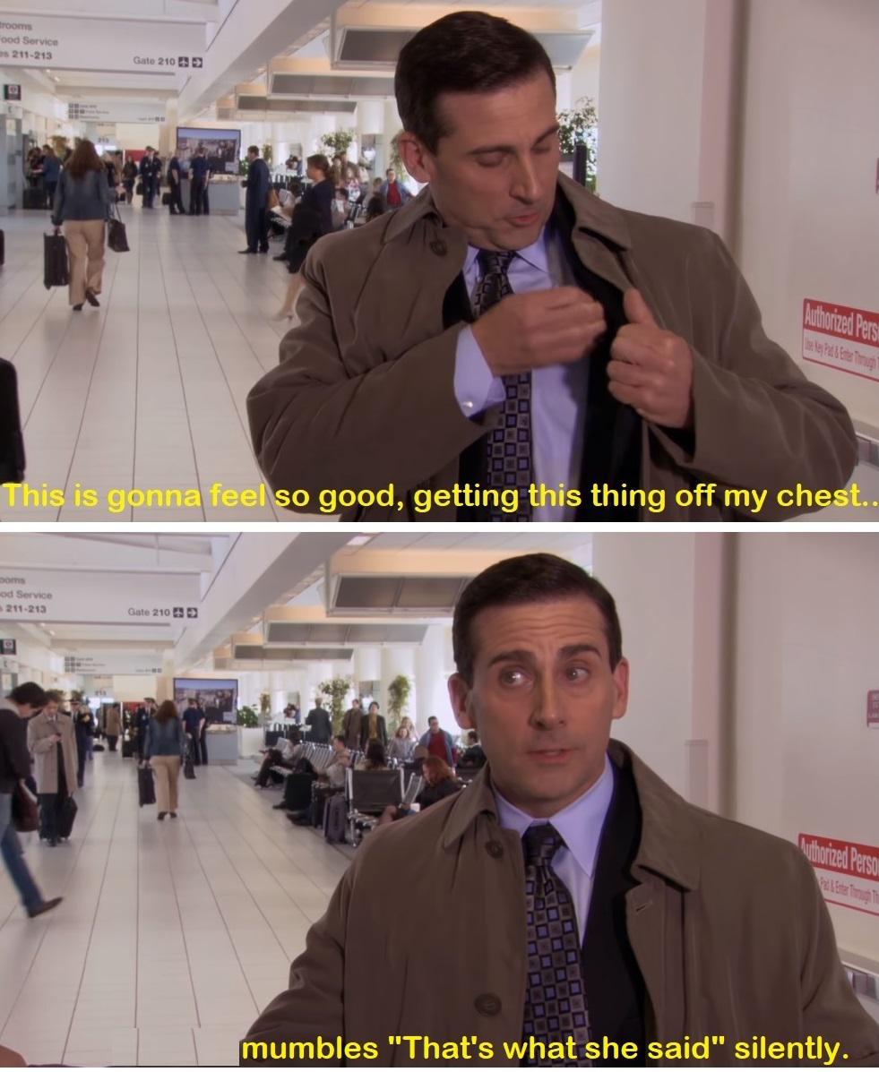 The silent "That's what she said" from Goodbye Michael.. r/DunderMifflin