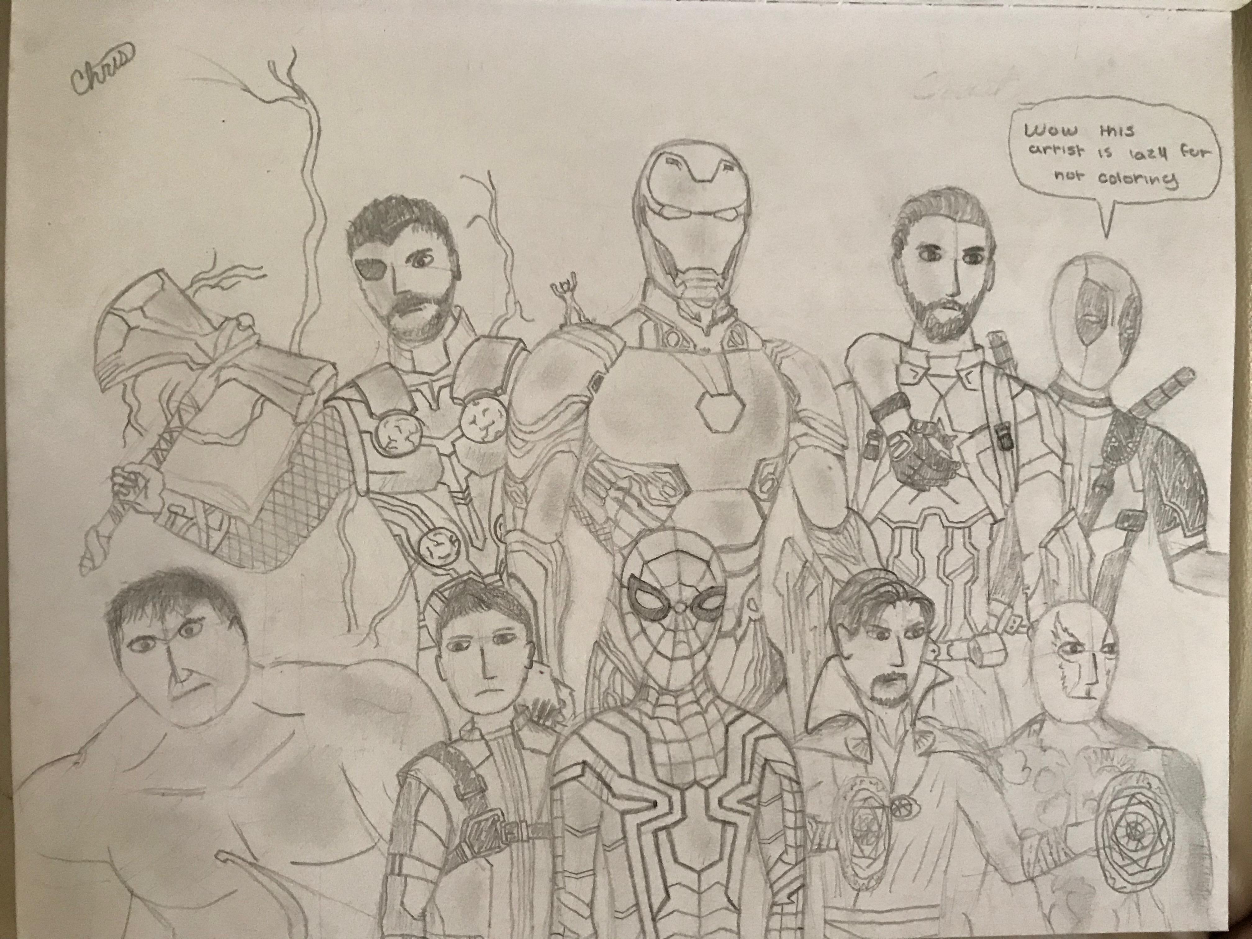 Been working on drawing of my favorite marvel characters in the movies