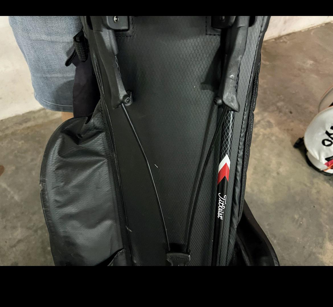 Repair broken leg on carry bag r/golf