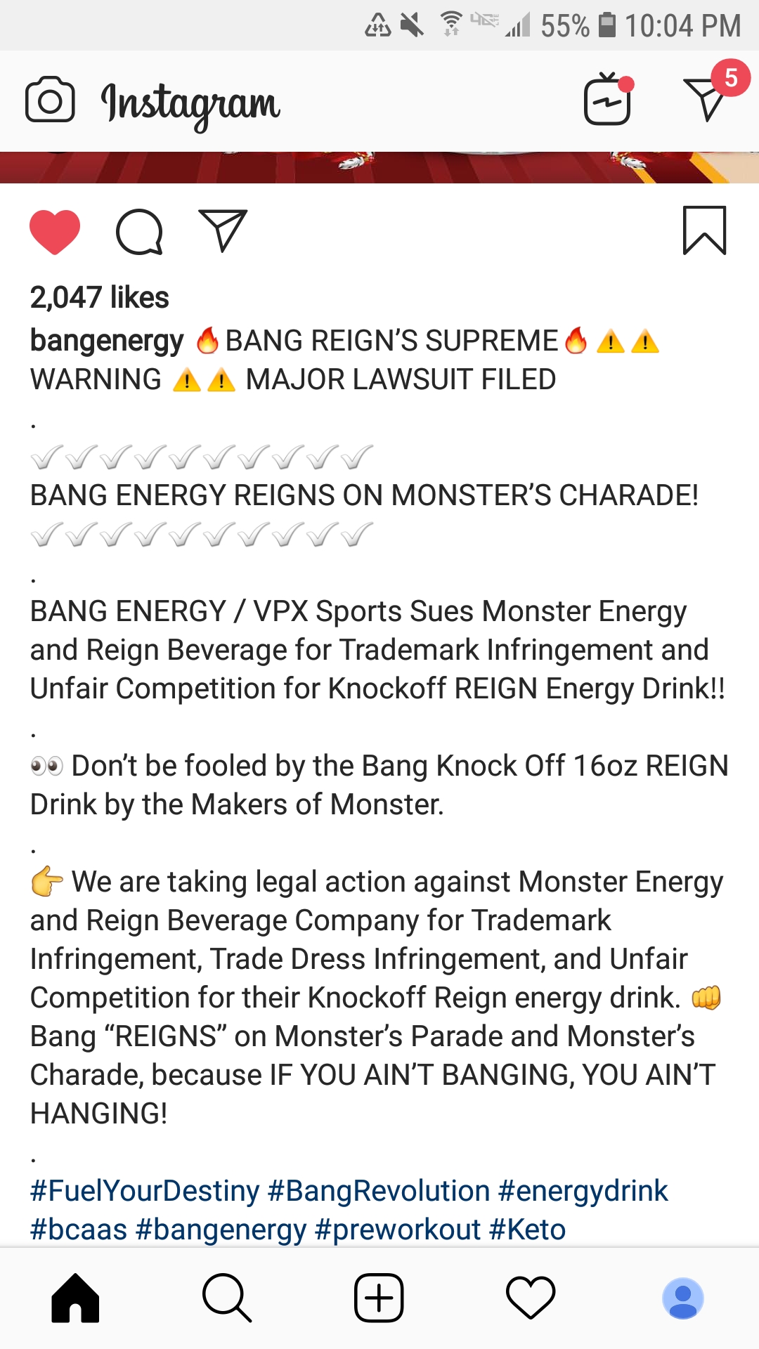 Bang suing Monster over Reign... Thoughts? r/energydrinks