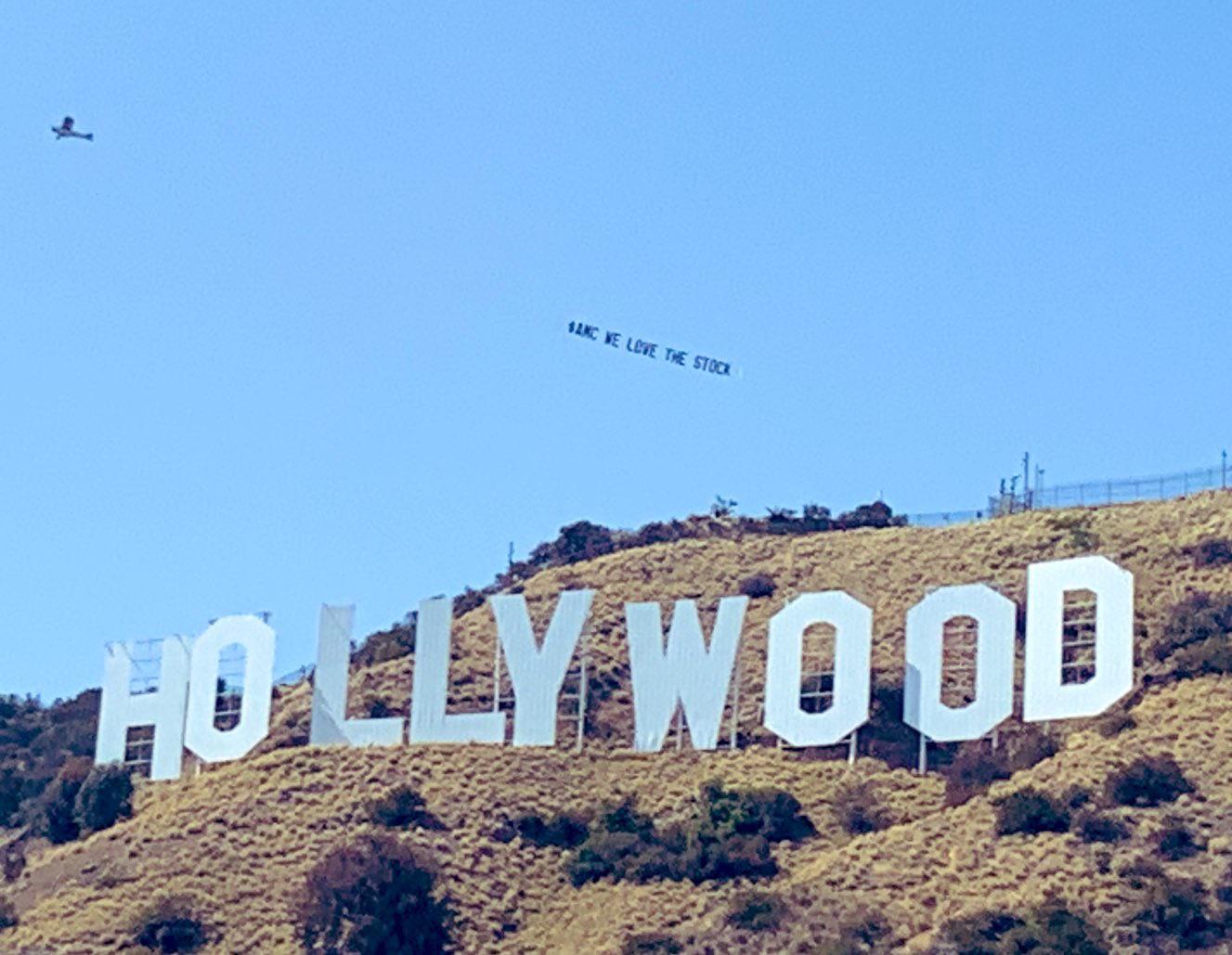 Credit to SarahPower08 on Twitter! AMC WE LOVE THE STOCK flown over