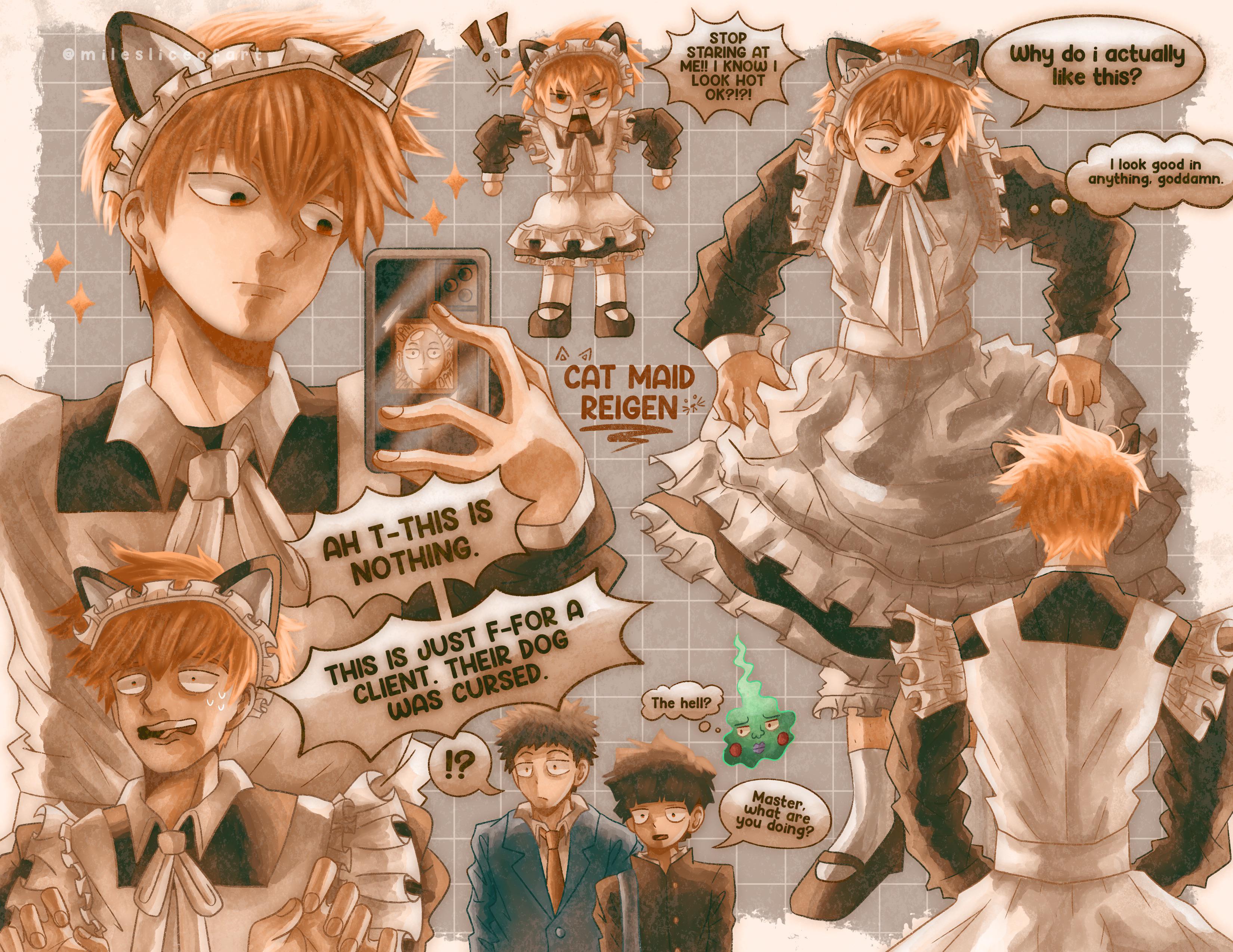 Will the fandom ever me for drawing reigen in a cat maid outfit