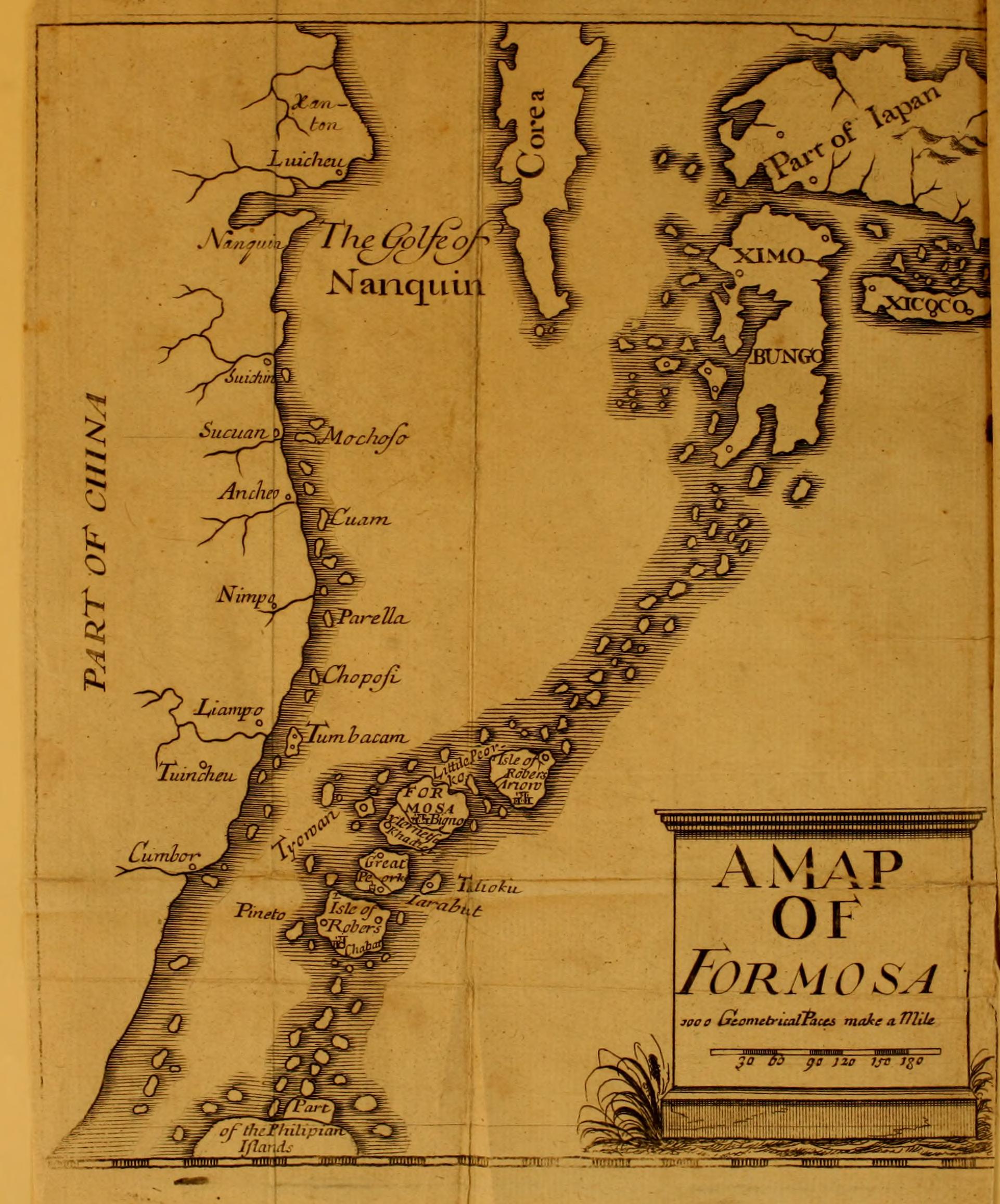 Map of Formosa (Modernday Taiwan) from "An historical and geographical