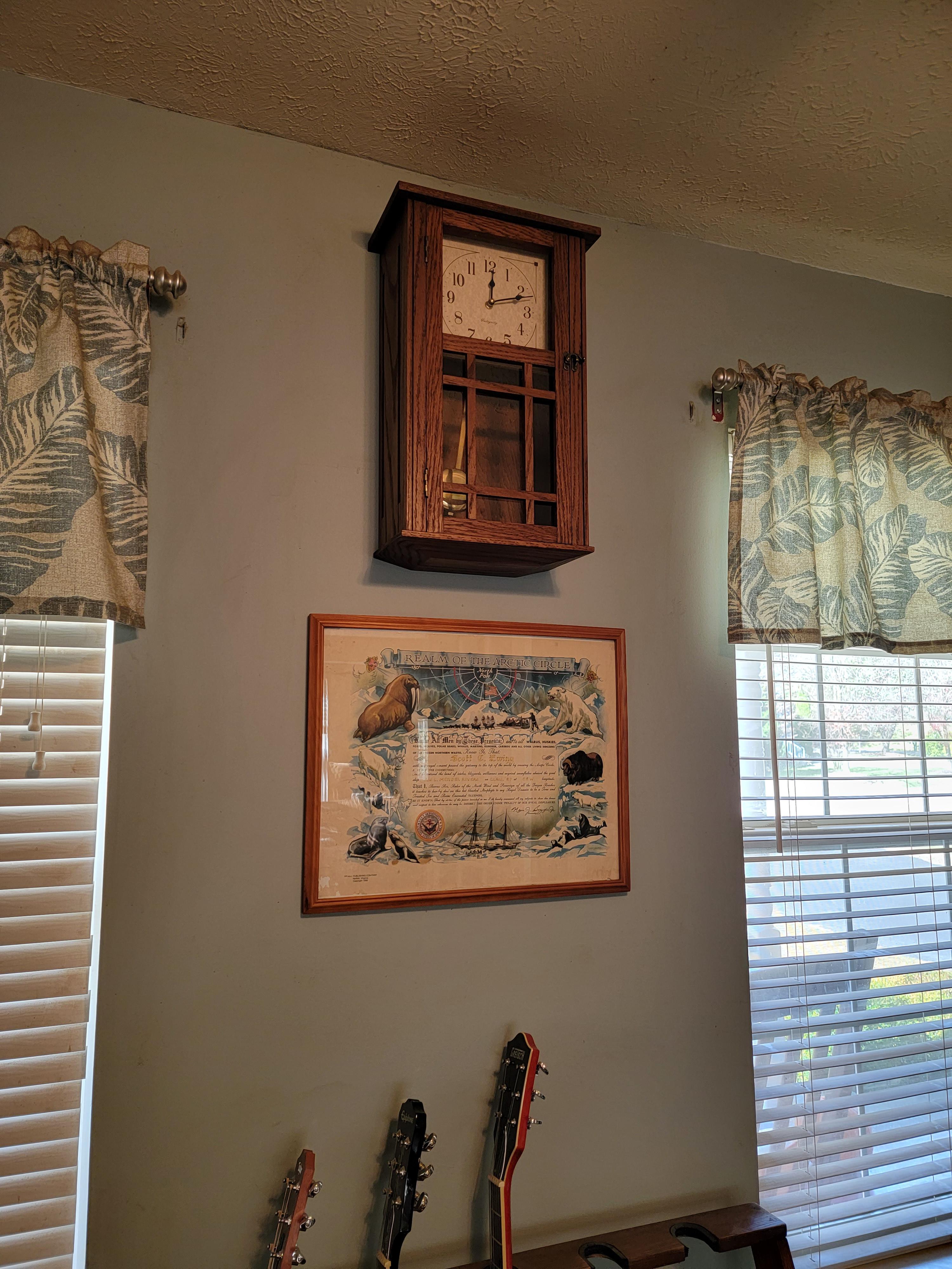 Made myself an arts and crafts wall clock with some red oak. r