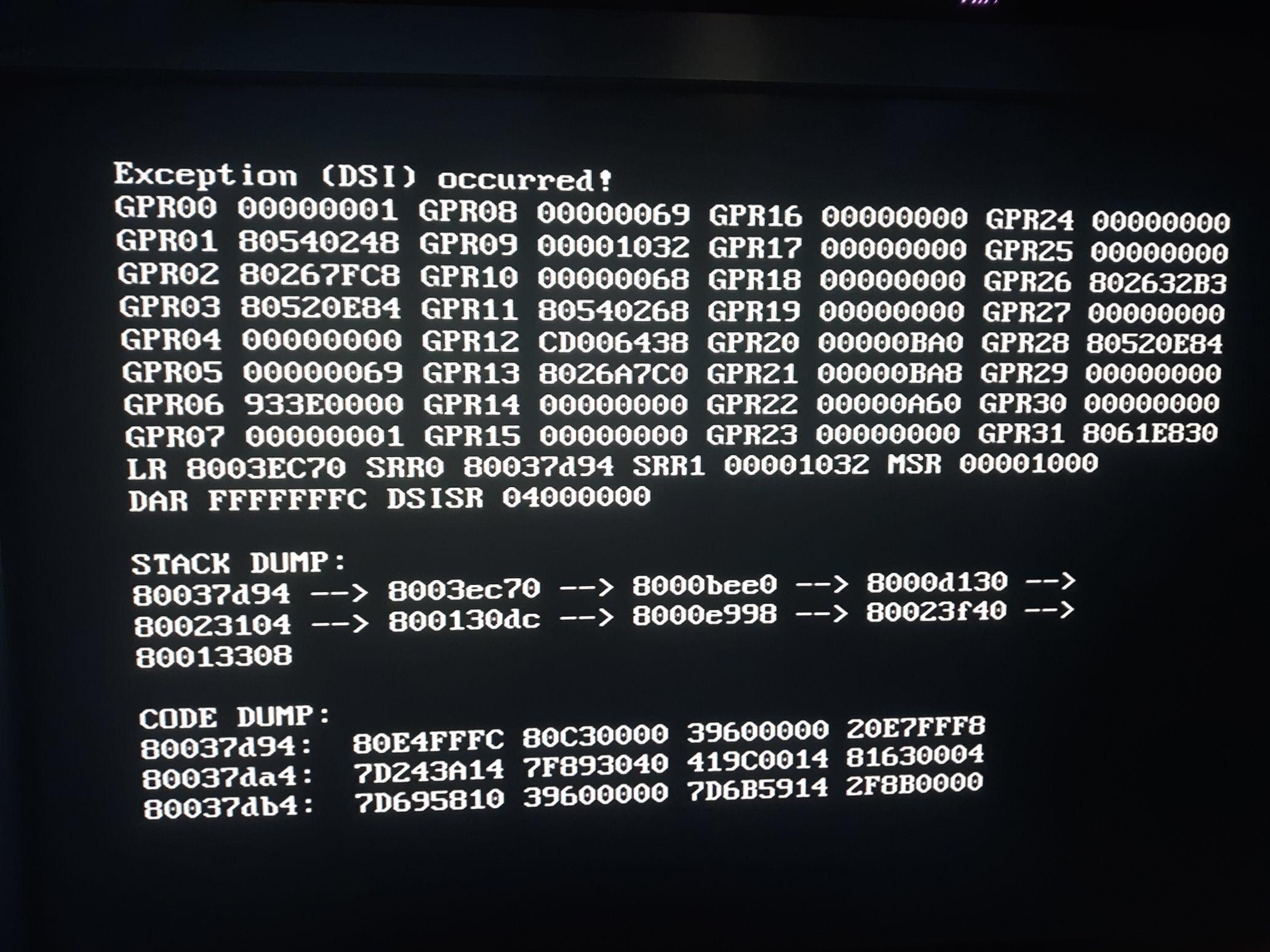 Keep getting (DSI) Exception errors while trying to reinstall the homebrew channel on my Wii