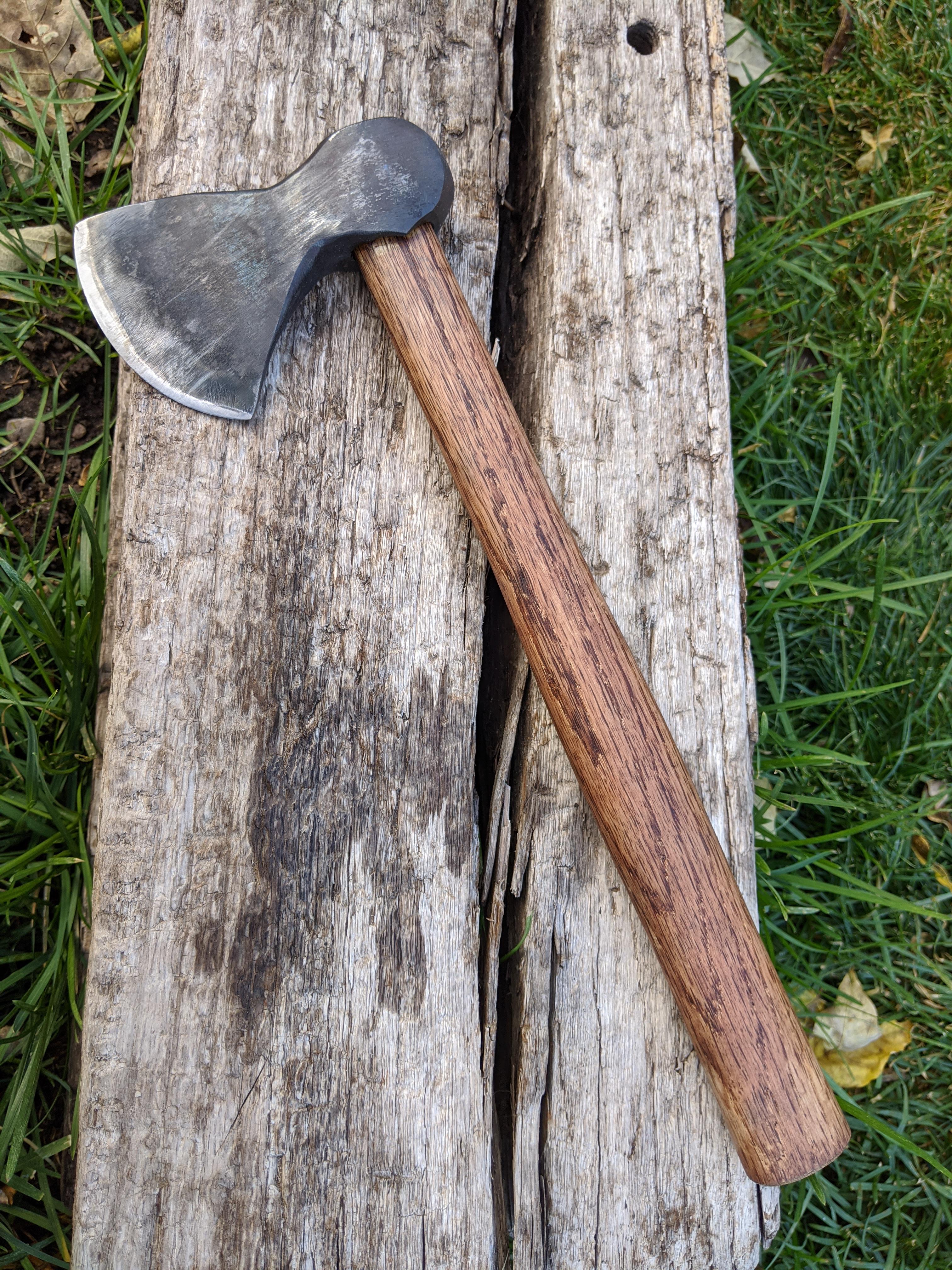 my first successful hatchet out of a ball peen hammer r/knives