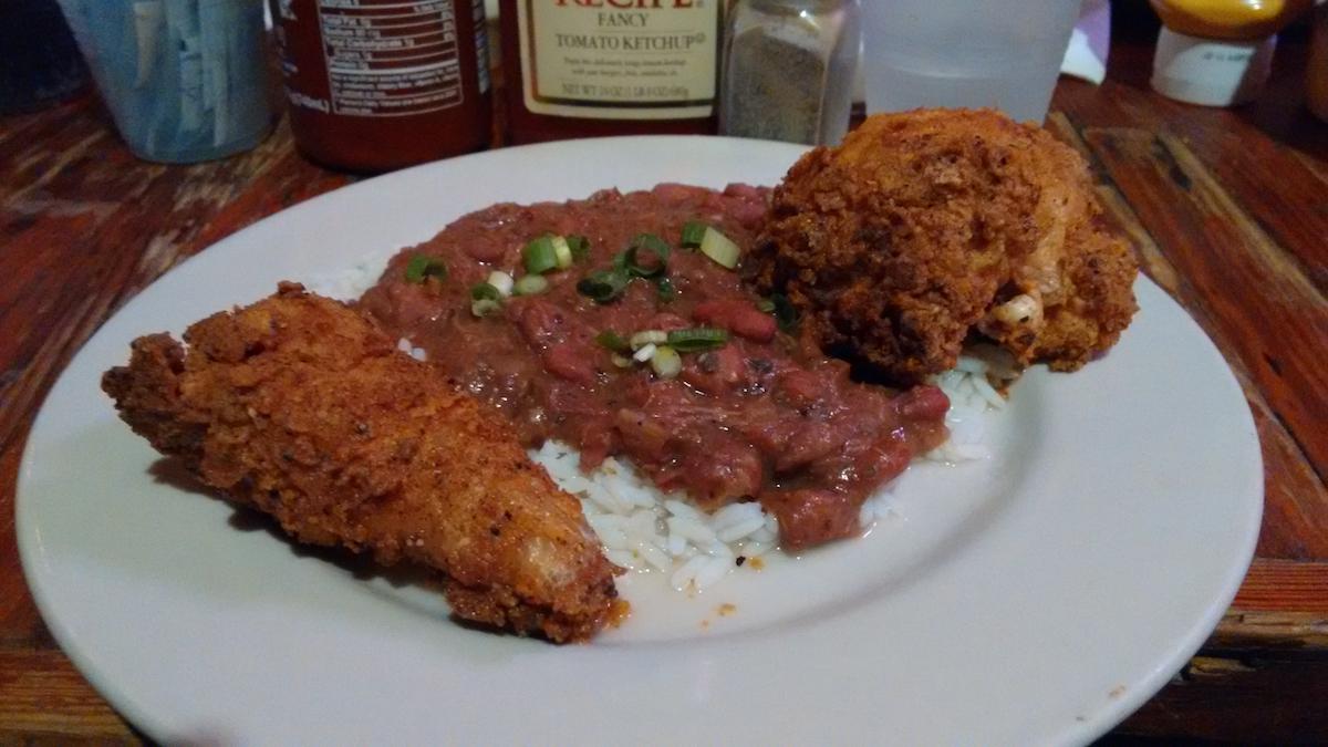 Coop's Place Fried Chicken with Rice & Beans. Poetry. NewOrleans