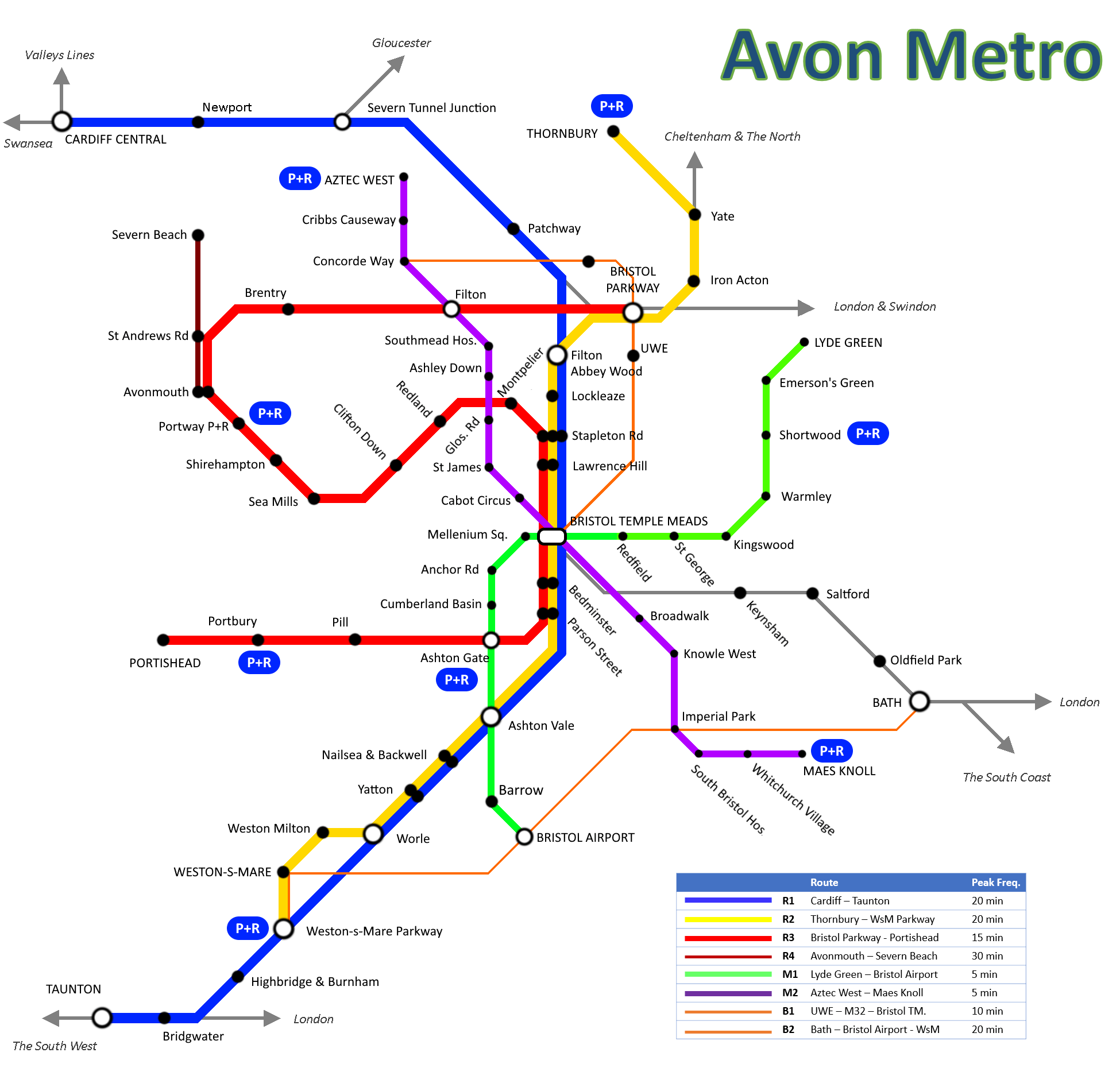 Reasonably plausible Metro for the Bristol, UK, area