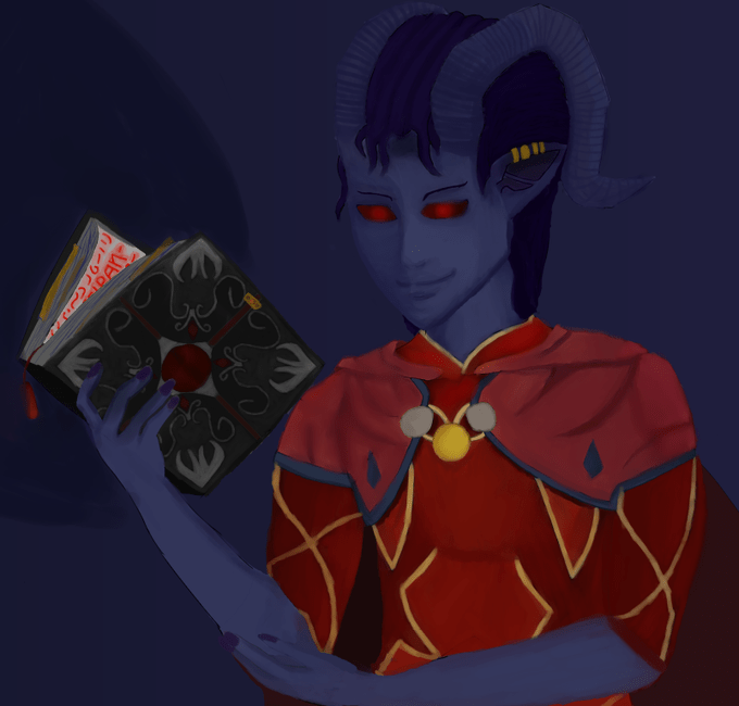[OC][Art] My Lawyer Warlock, with a homebrew Diabolist Patron that