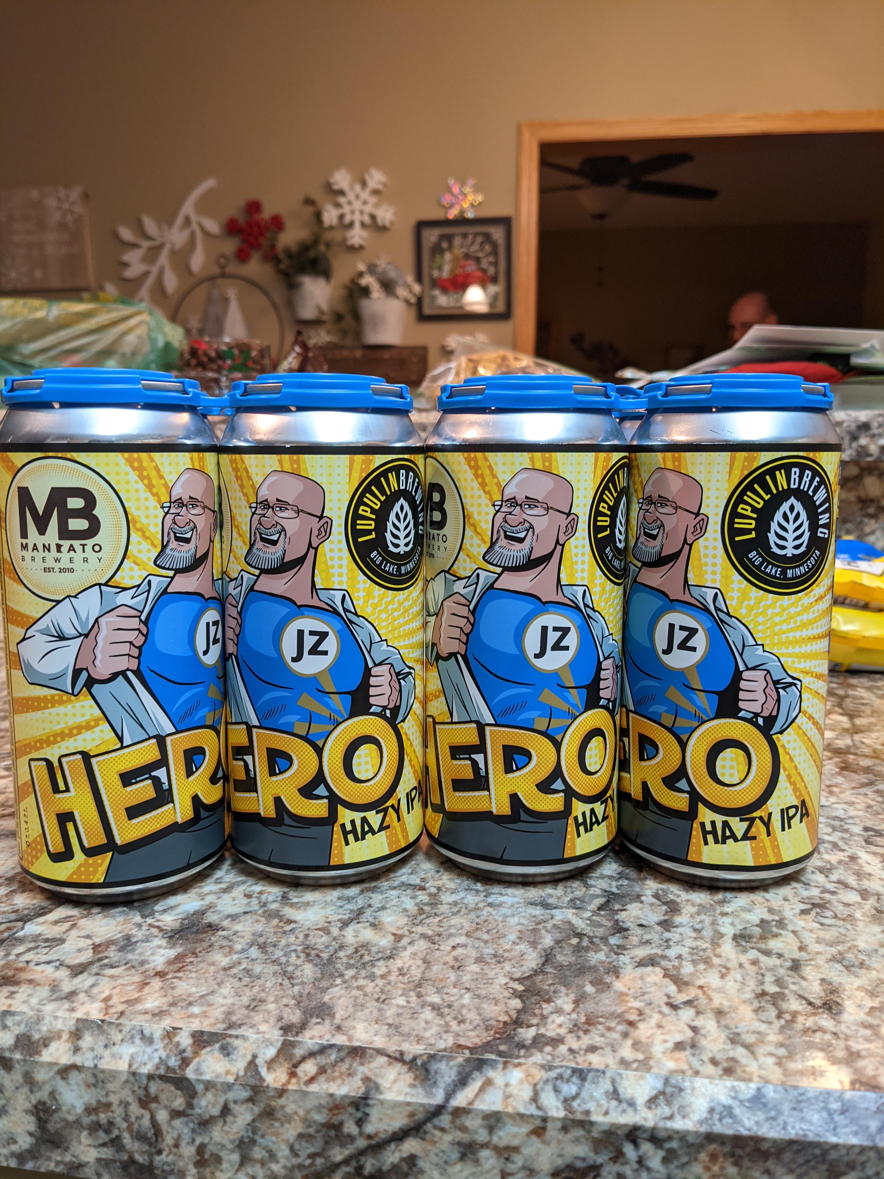 Hero. Hazy ipa. An amazing collab between Mankato brewery and lupulin brewing. If you're around