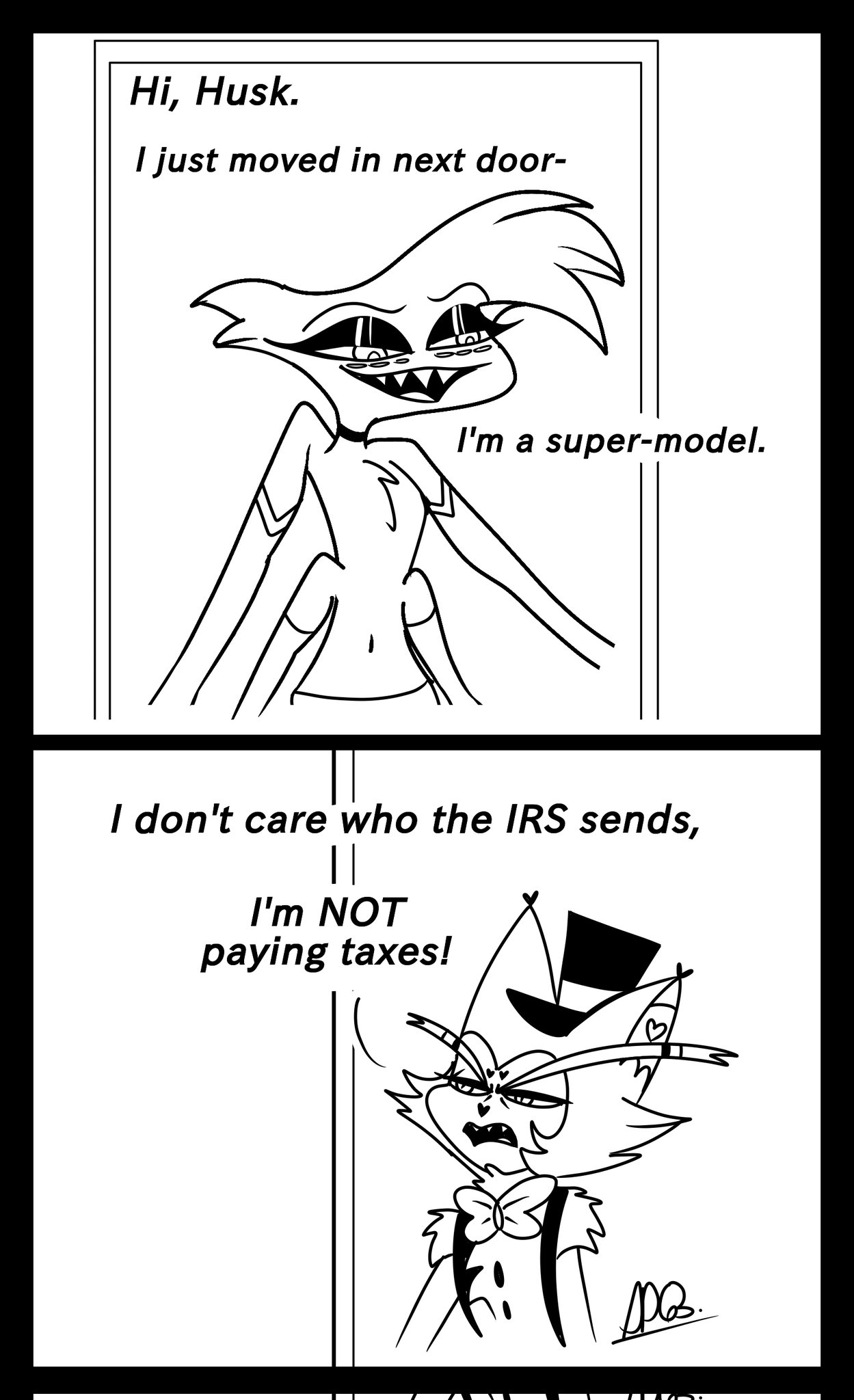 Tax evasion, fanart by artist Scipunk63 (Scipunk3) r/HazbinHotel