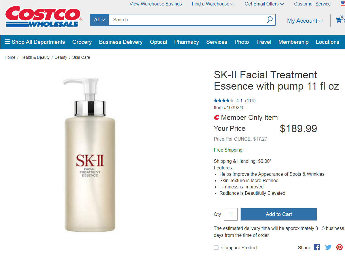 [PSA] If you are a Costco Member, SKII Facial Treatment Essence is