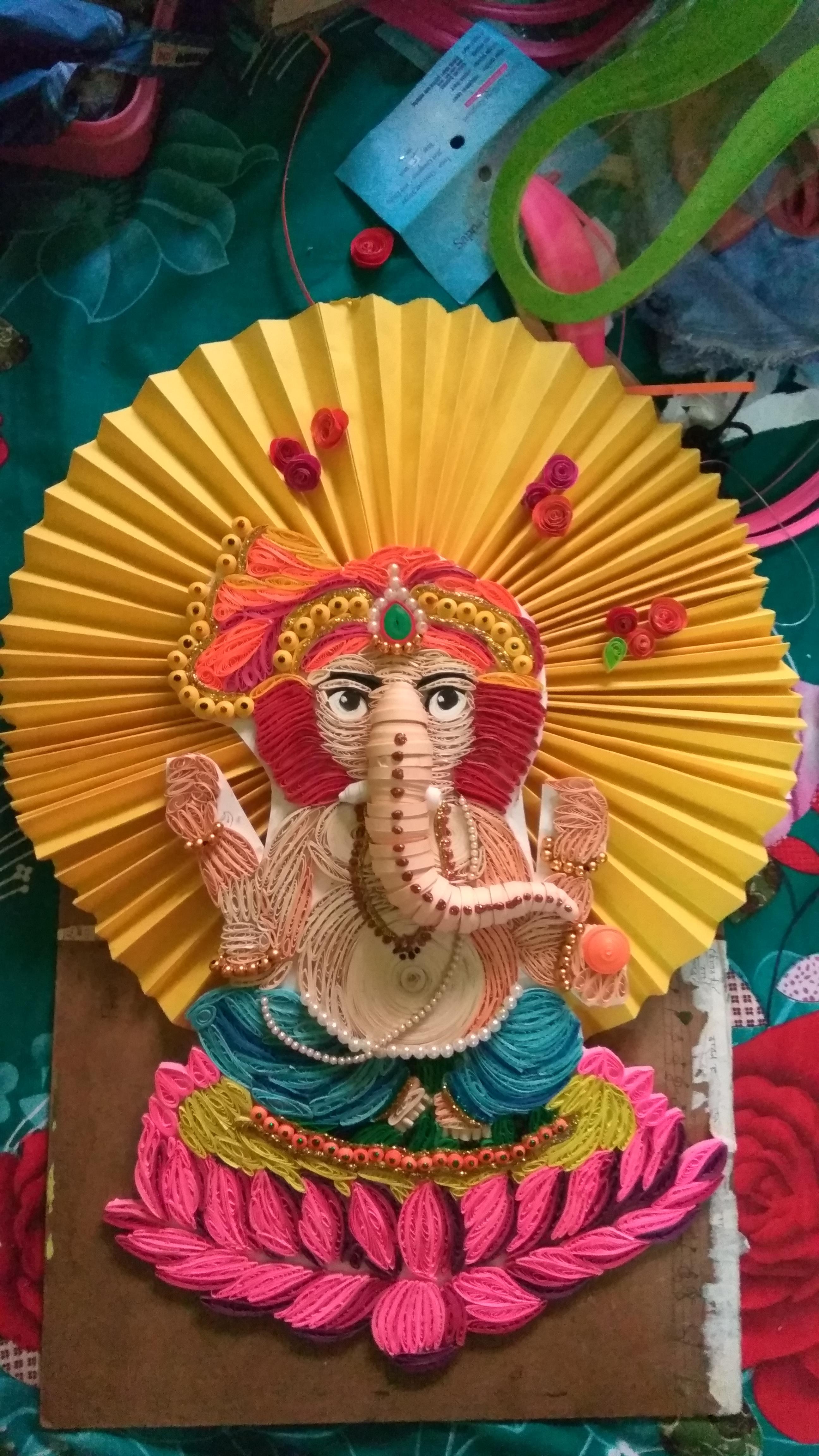 Something my sister just made, quilled Ganesha! r/india
