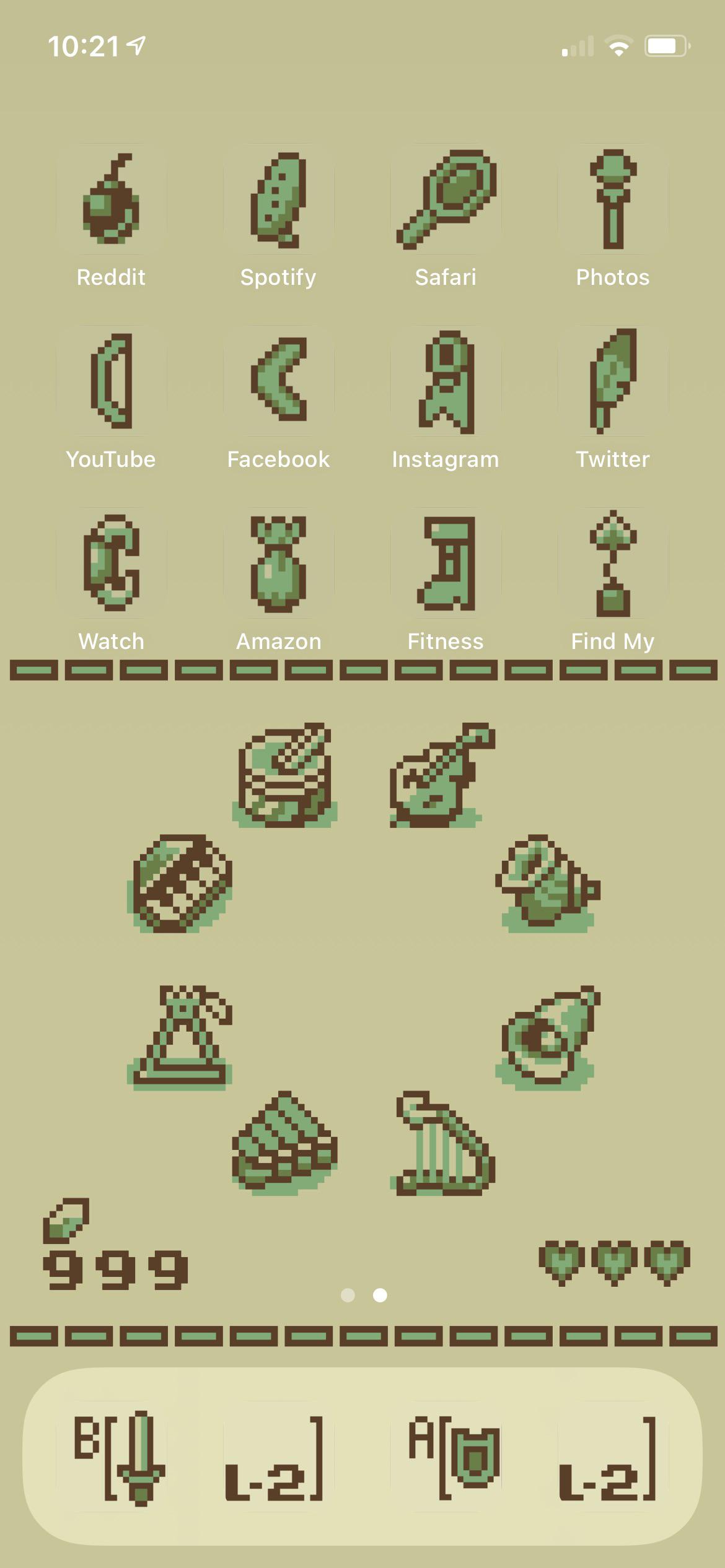 [LA] Link’s Awakening iPhone Home Screen based off of the game’s item