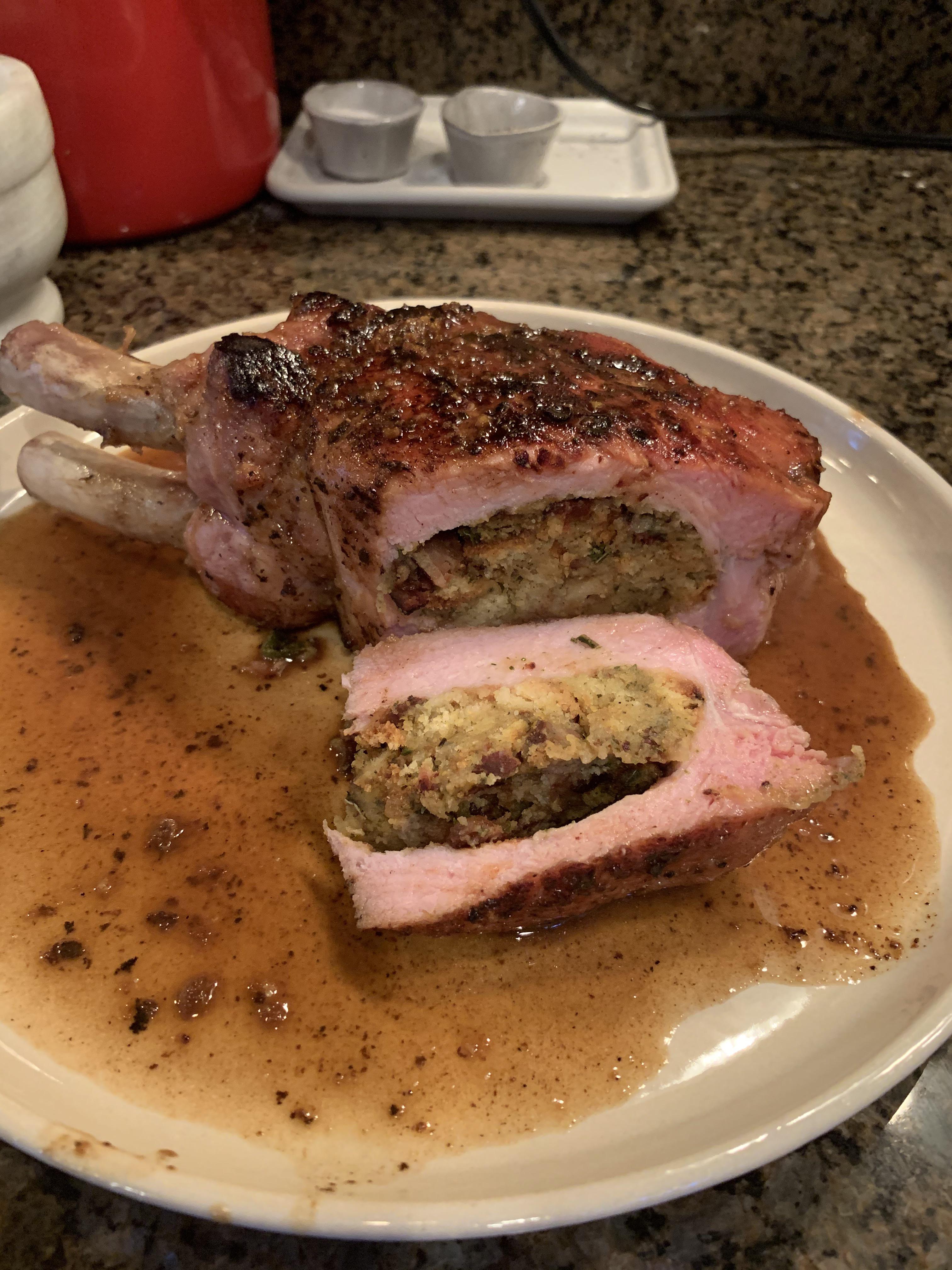 My take on Chef John’s stuffed porkchop r/foodwishes