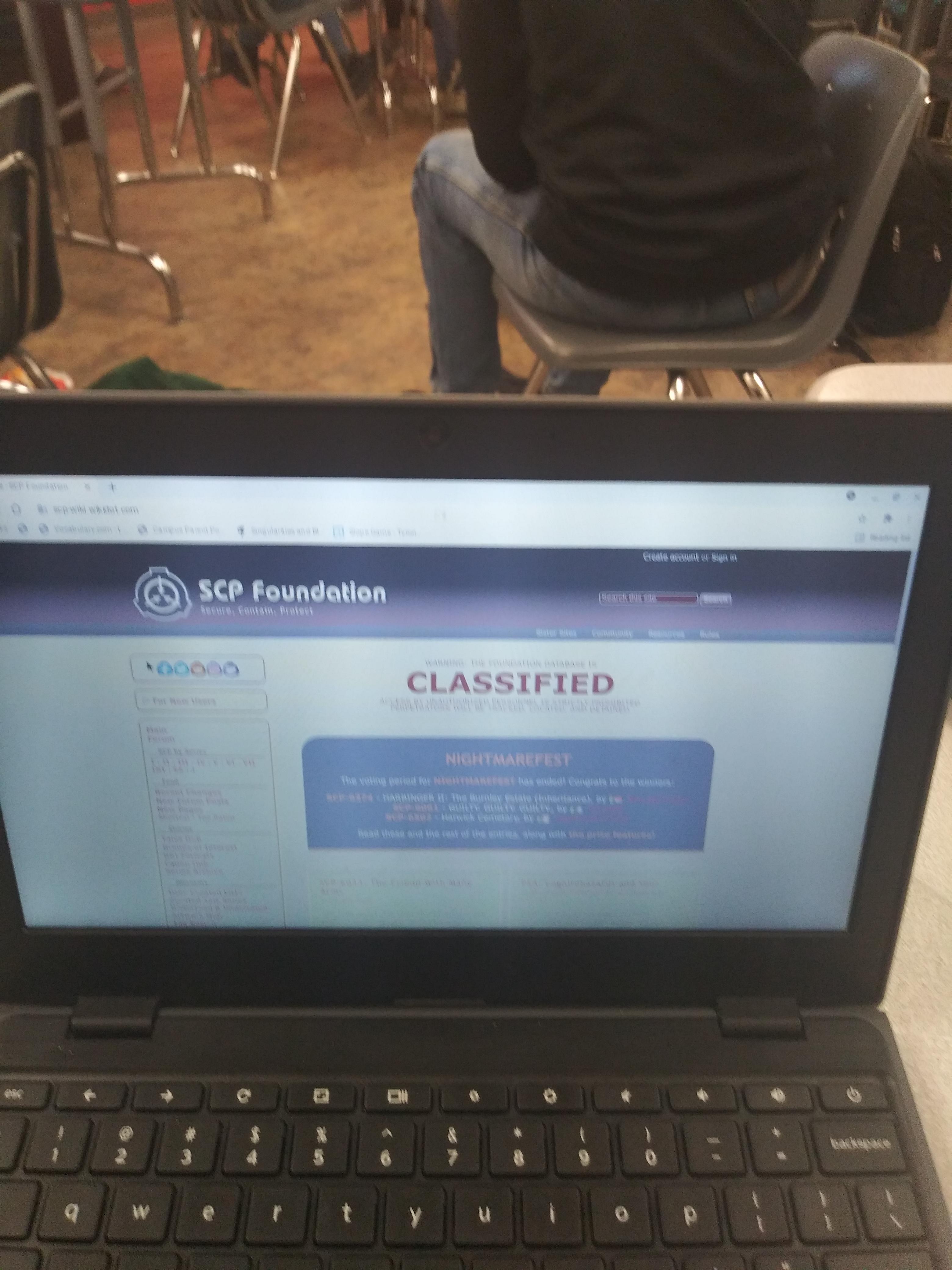 My school has CoolMathGames blocked but the SCP wiki is unblocked r/SCP