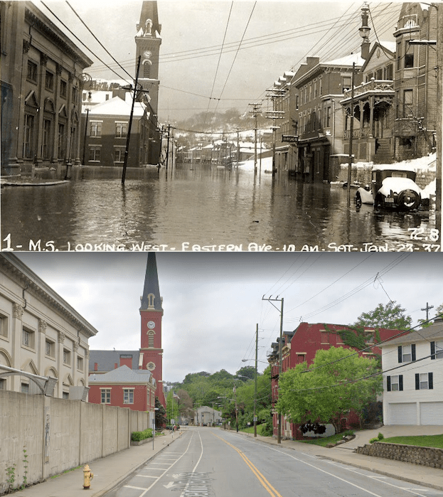 Eastern Avenue (now Riverside Drive) in Cincinnati during Flood of 1937