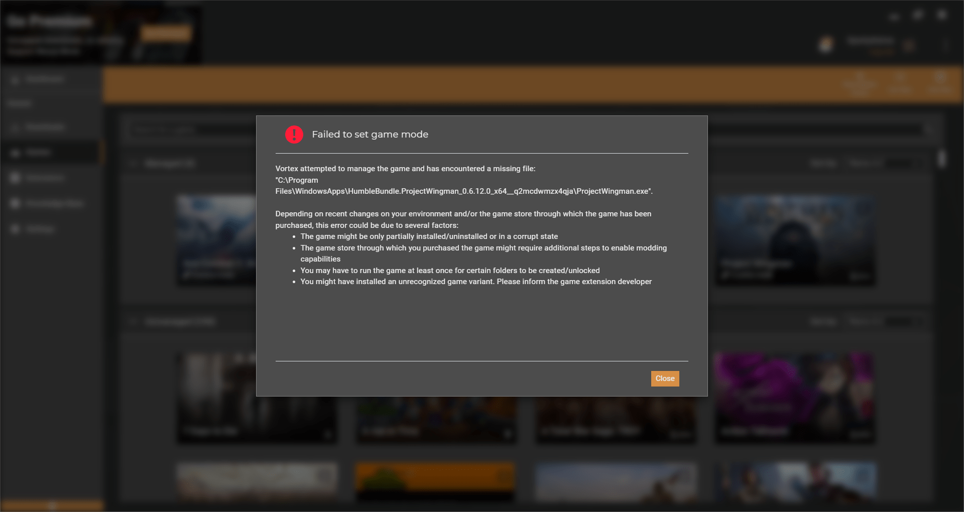 Hey ya'll I'm trying to download some mods for Project Wingman on
