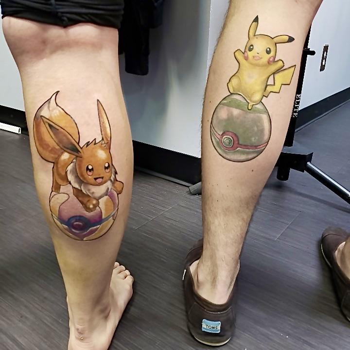 Pokémon tattoos with my best friend! Done at Black Cloud