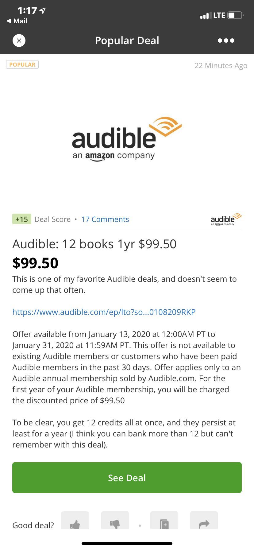 Good deal? audible