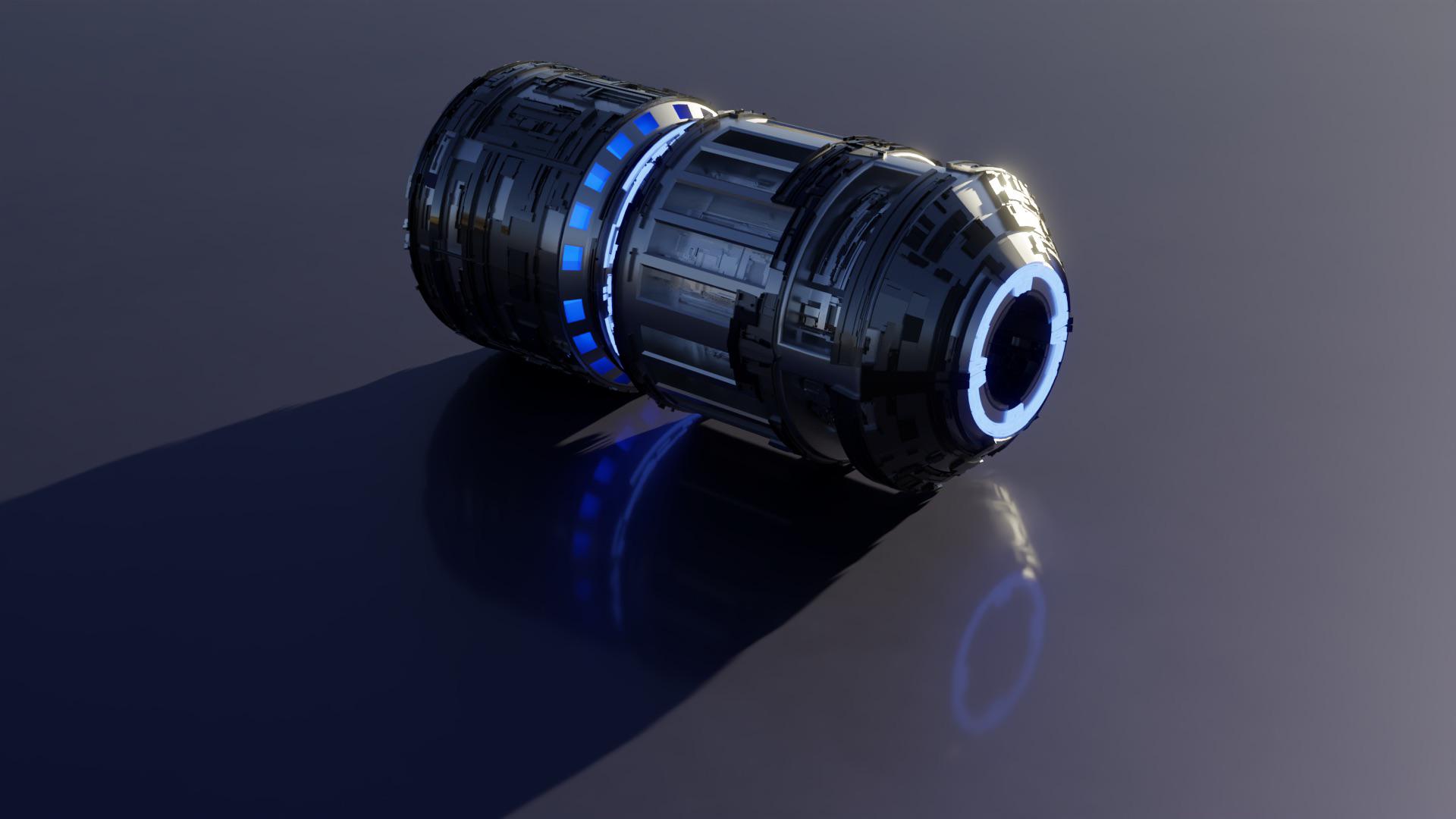 Scifi cylinder model made with Blender and Random Flow addon r/blender