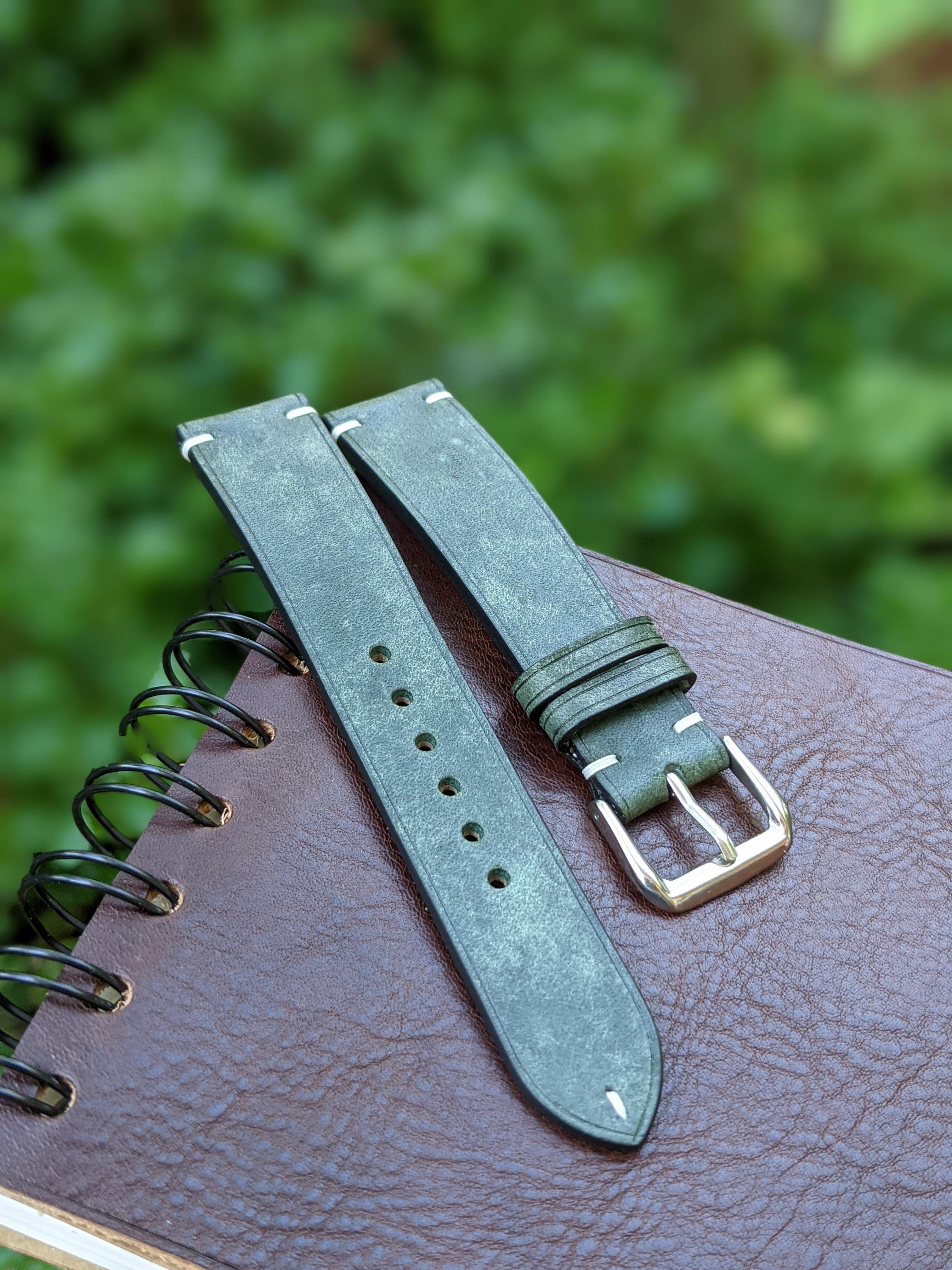 Dark green leather watch band r/HandmadeWatchbands