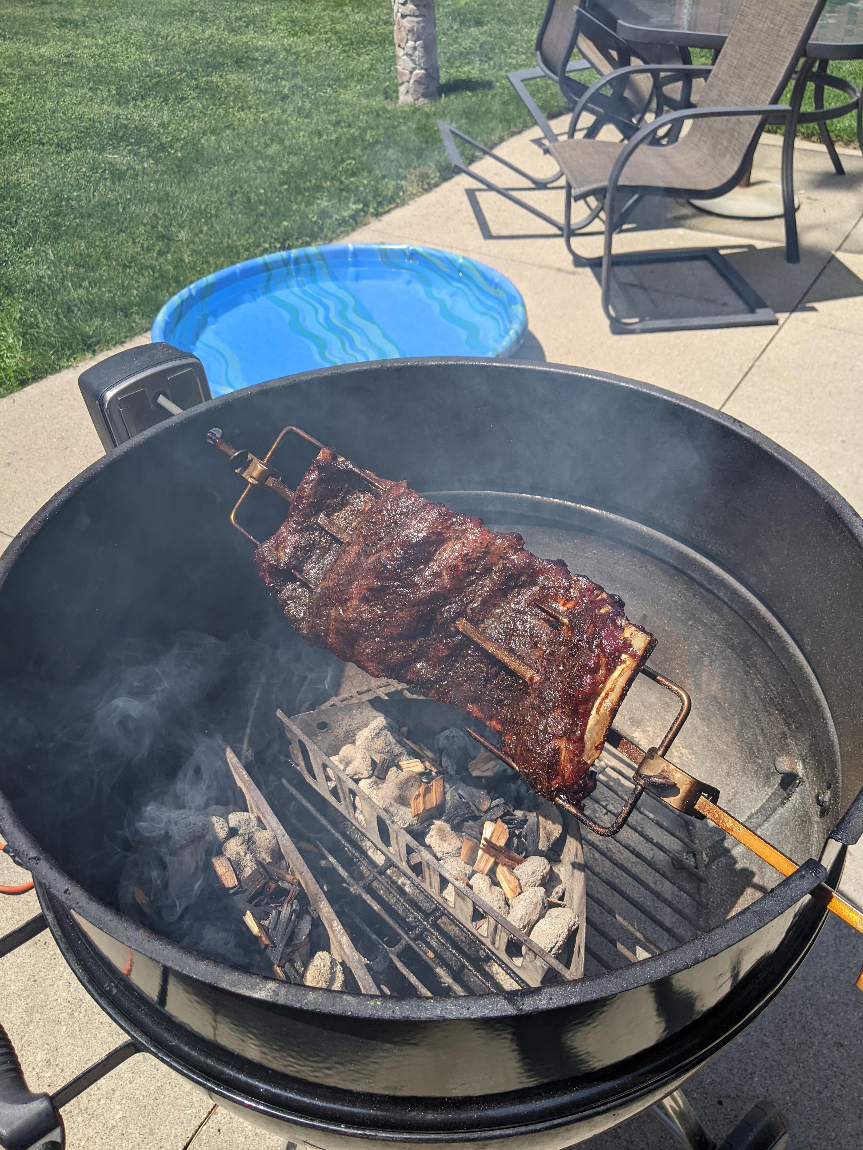 rotisserie ribs on the weber charcoal