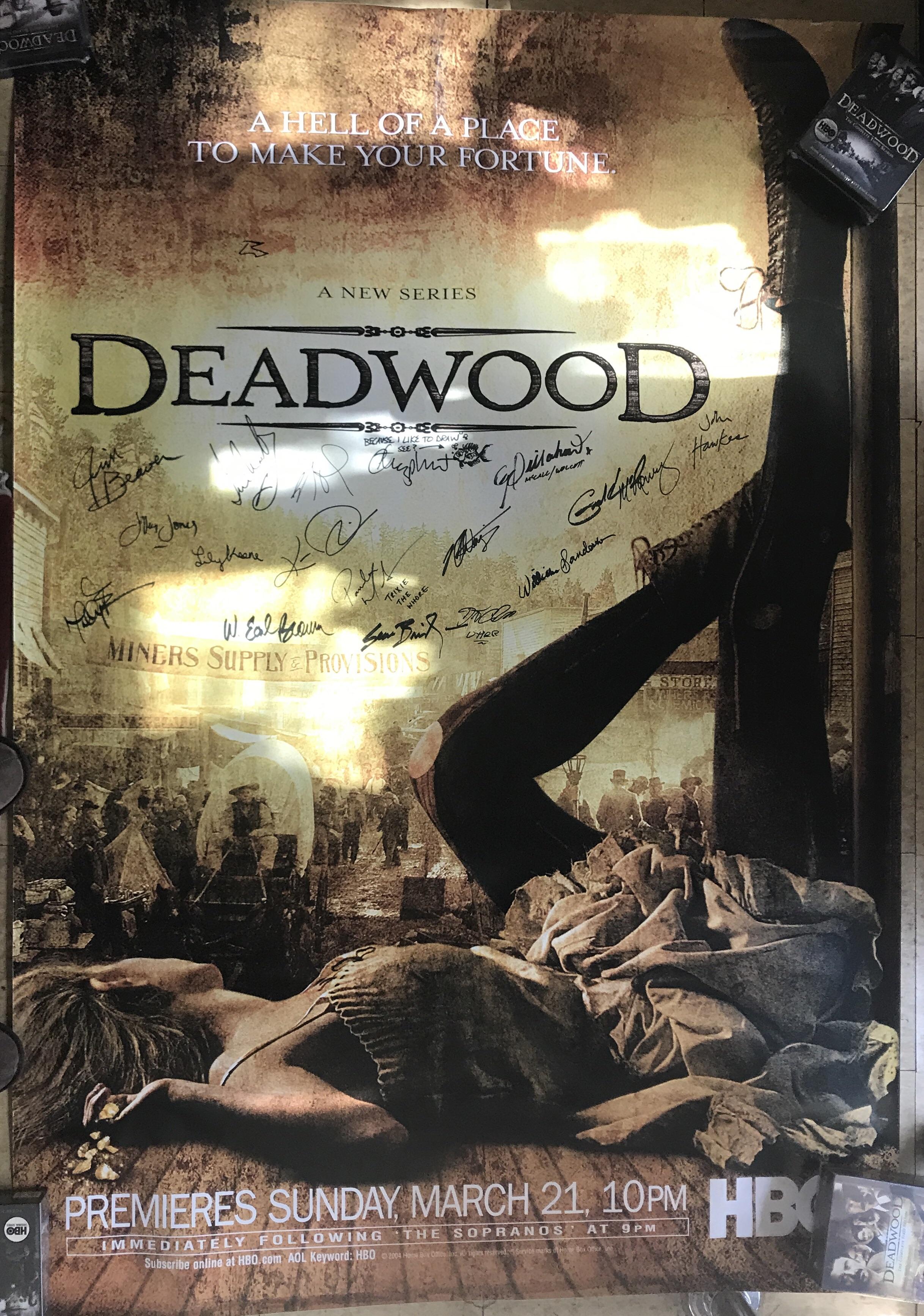 DEADWOOD Season One bus stop poster, signed by the cast of THE MOVIE
