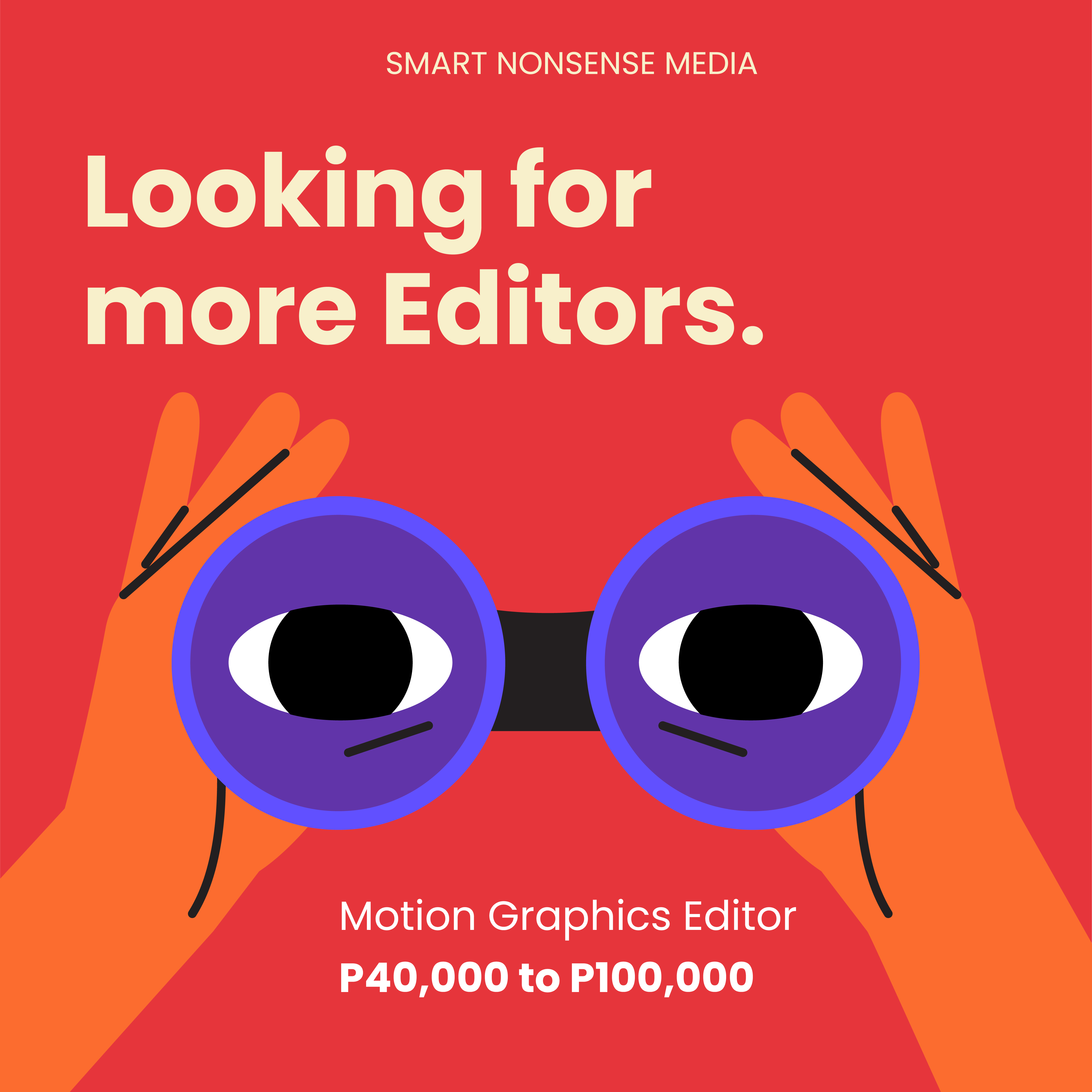 Looking for talented motion graphic artists! P40kP100k Salary! r