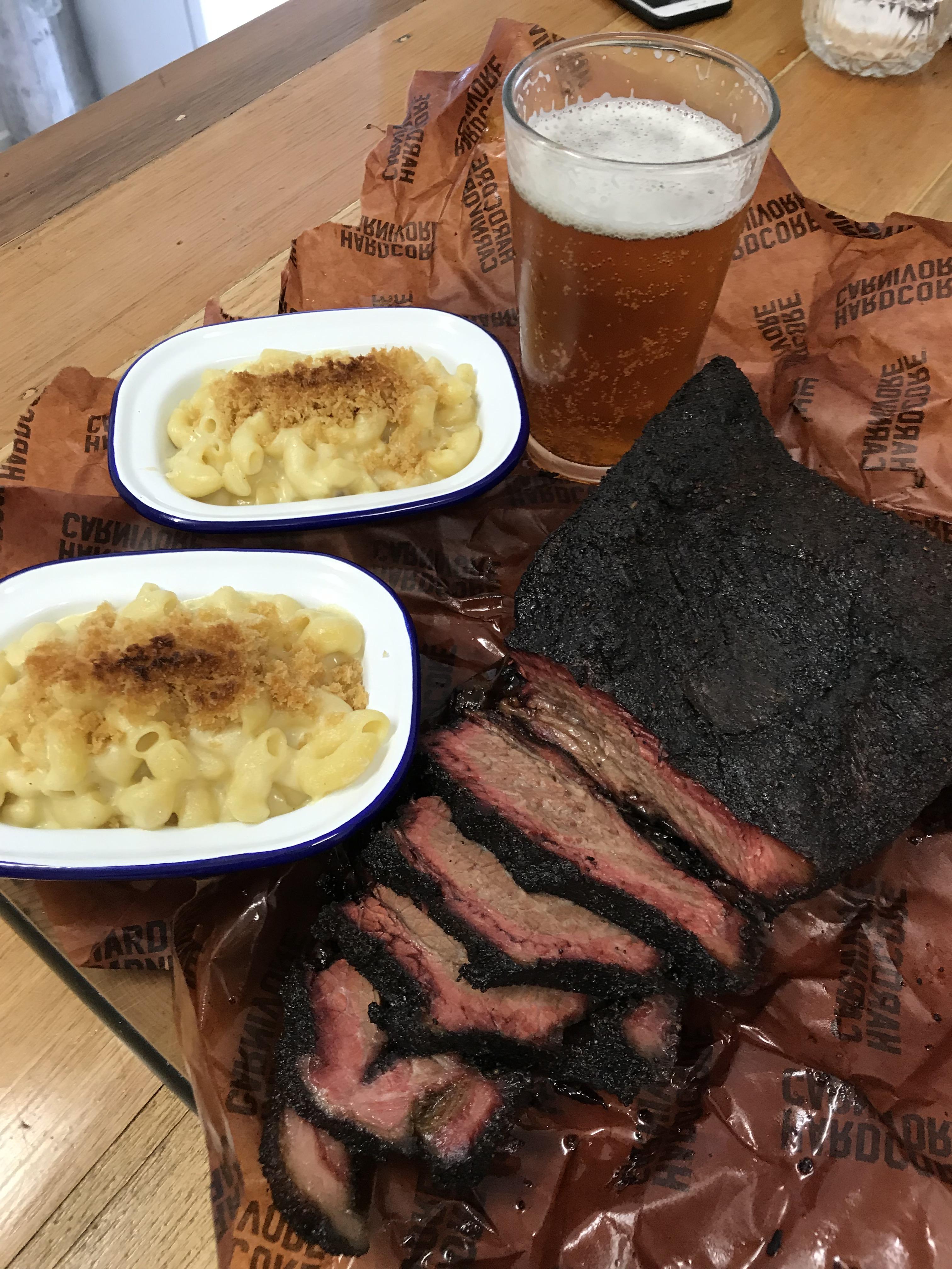 All [homemade] Smoked Brisket, Mac & Cheese, Centennial IPA. r/food