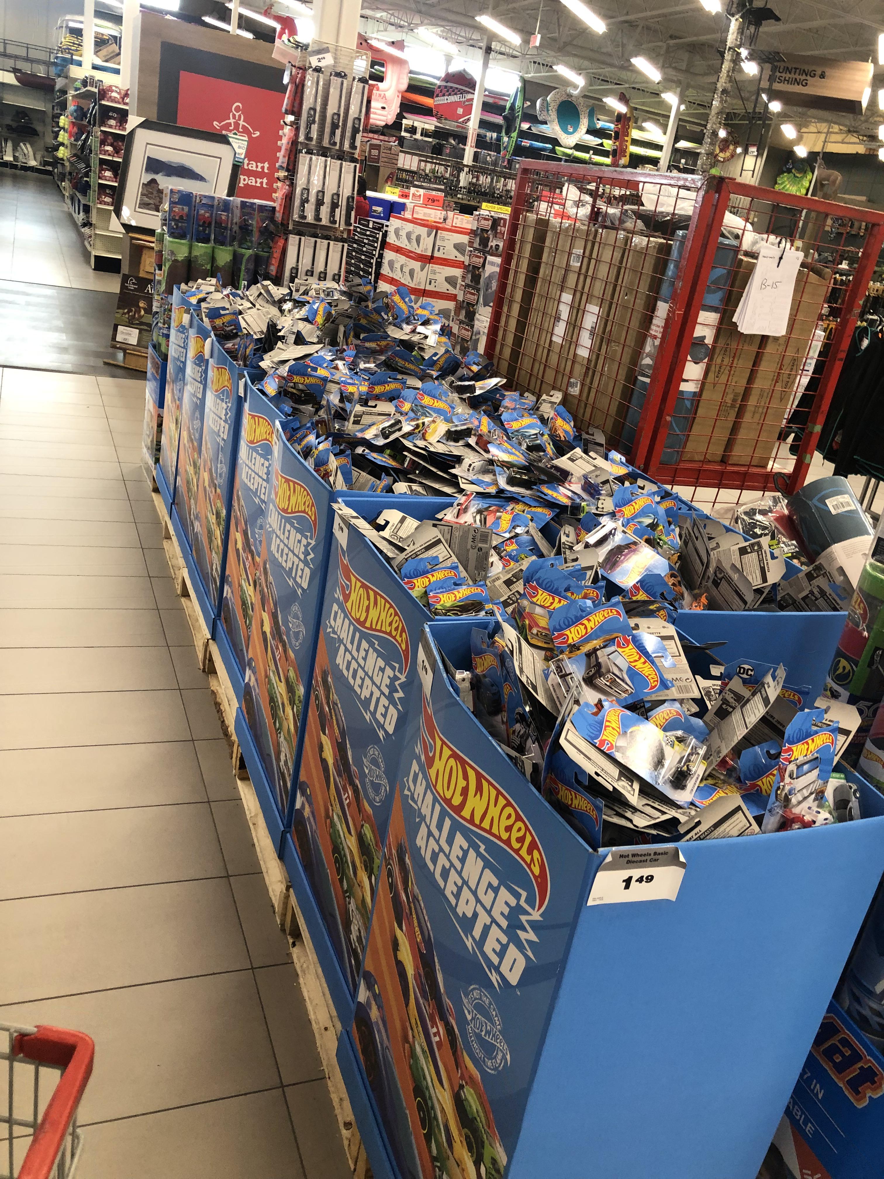 Never before have I seen so many dump bins of Hotwheels! Canadian Tire! Picked through them for