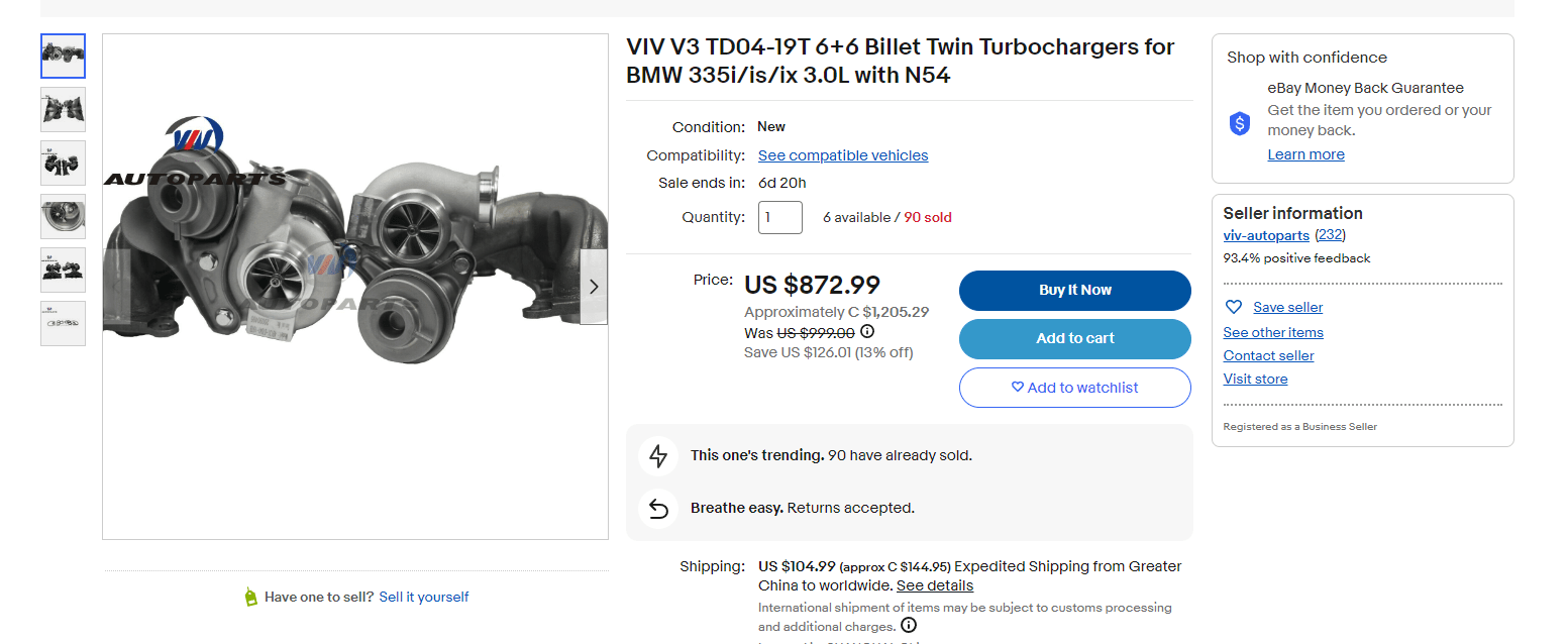 VIV ebay turbos for 335 N54 r/BmwTech