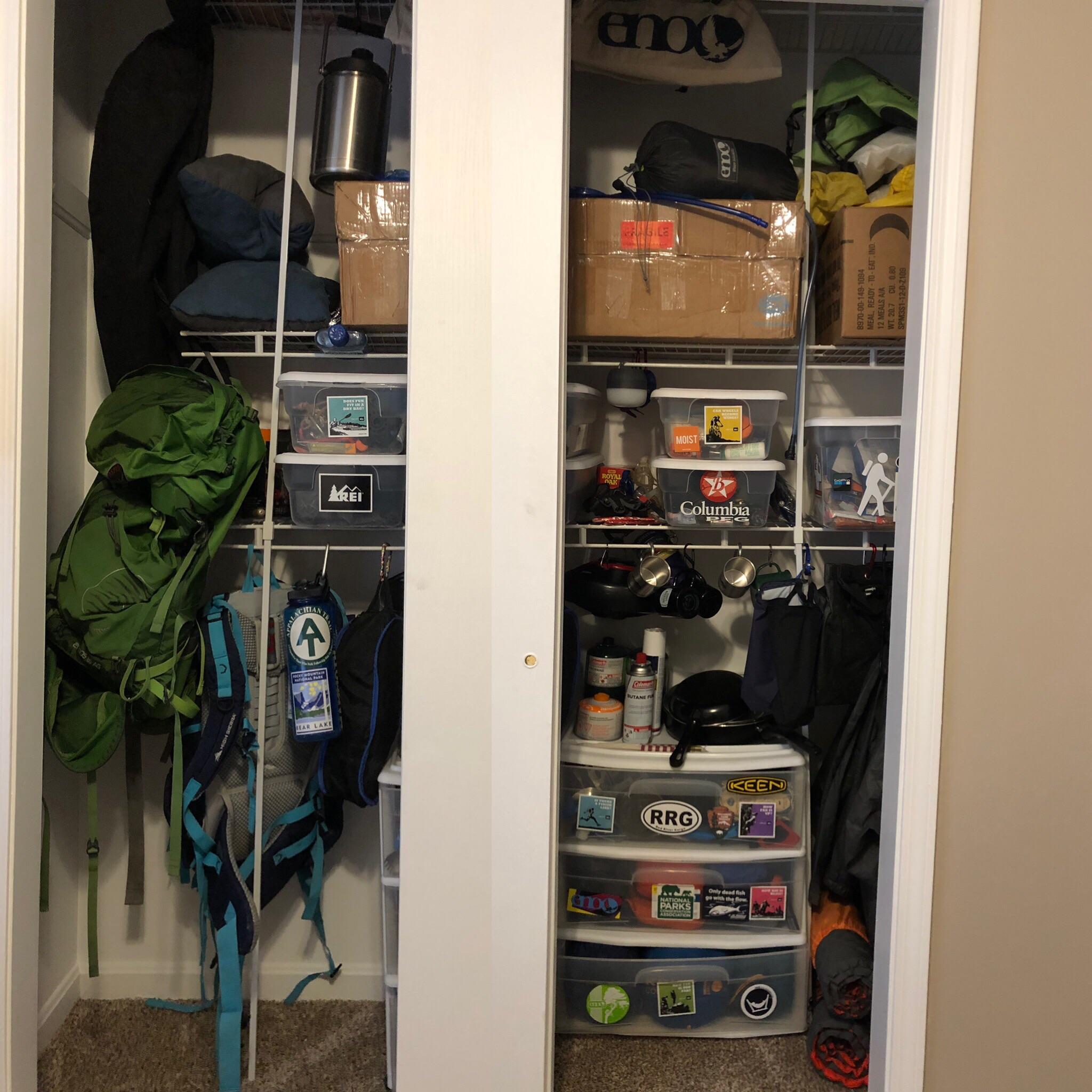 My gear storage in the spare bedroom of our new house r/CampingGear