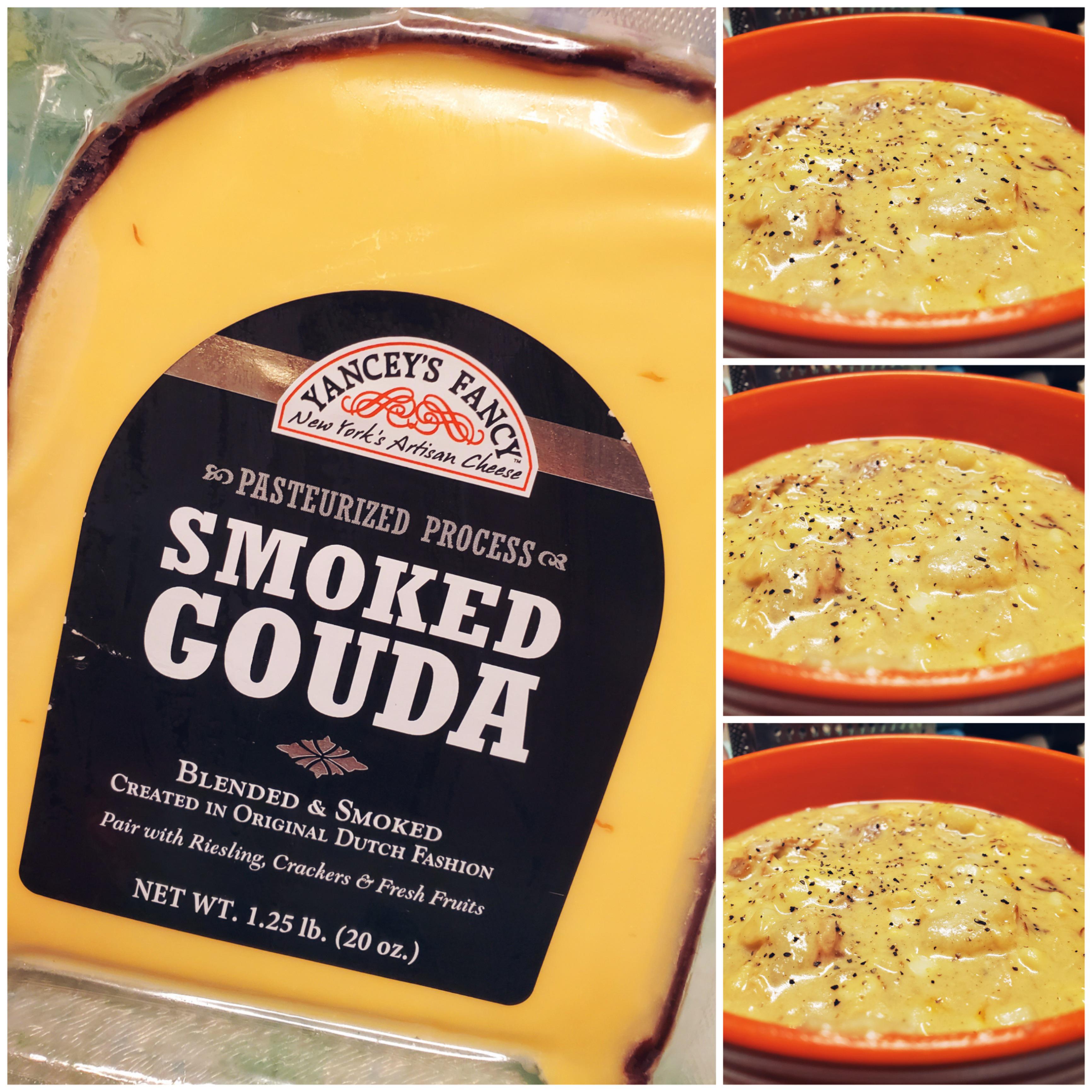 Made a lovely corn chowder with a touch of Fancy Yancey's Smoked Gouda