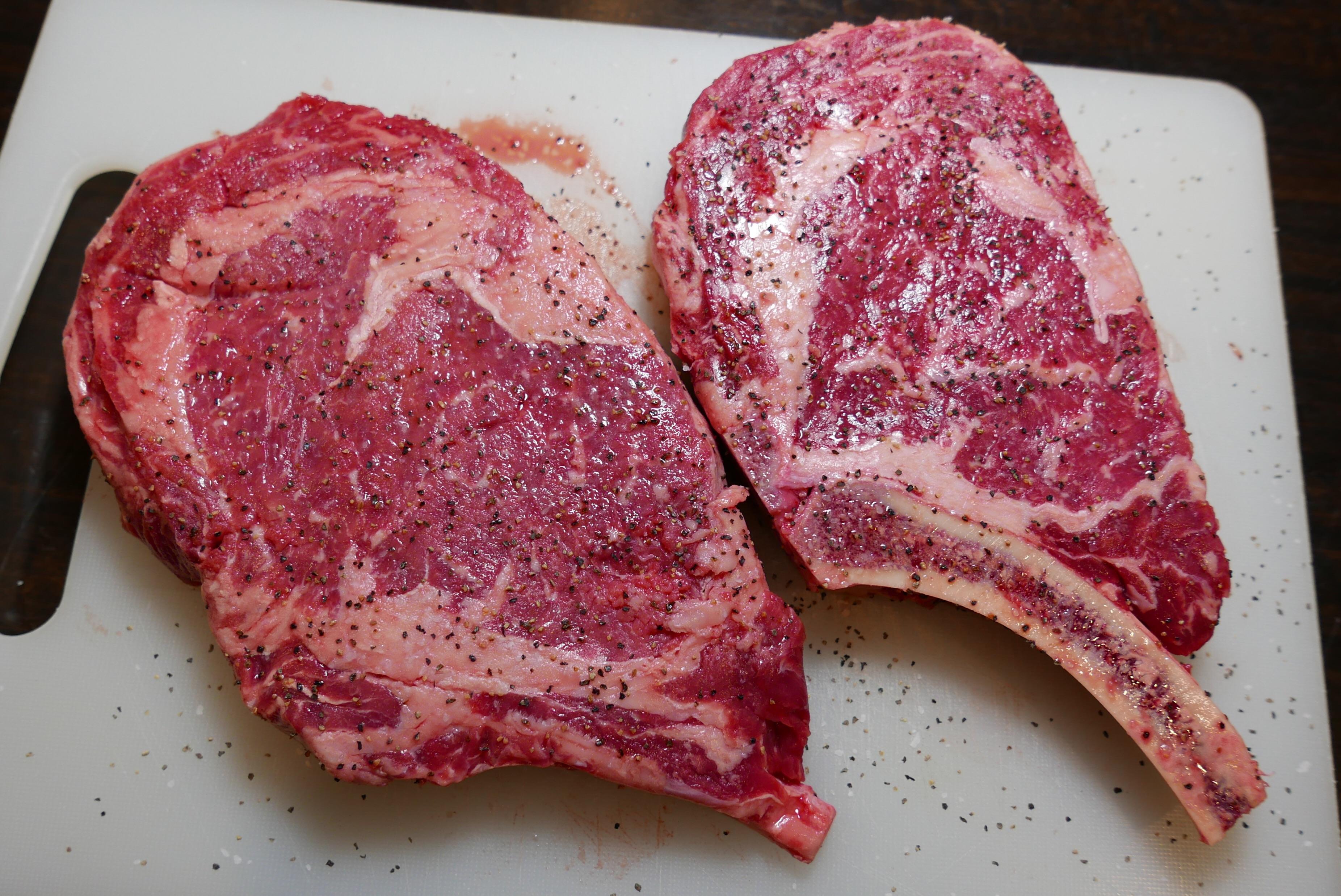 Prime Aged Cowboy Steaks about to hit the grill! r/steak
