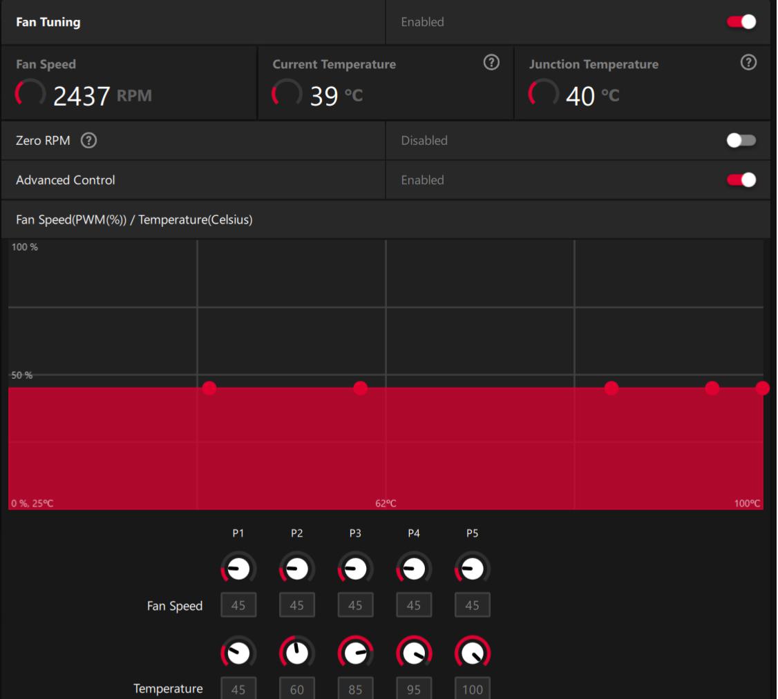 AMD GPU fan curve goes flat after custom settings when I hit 'apply