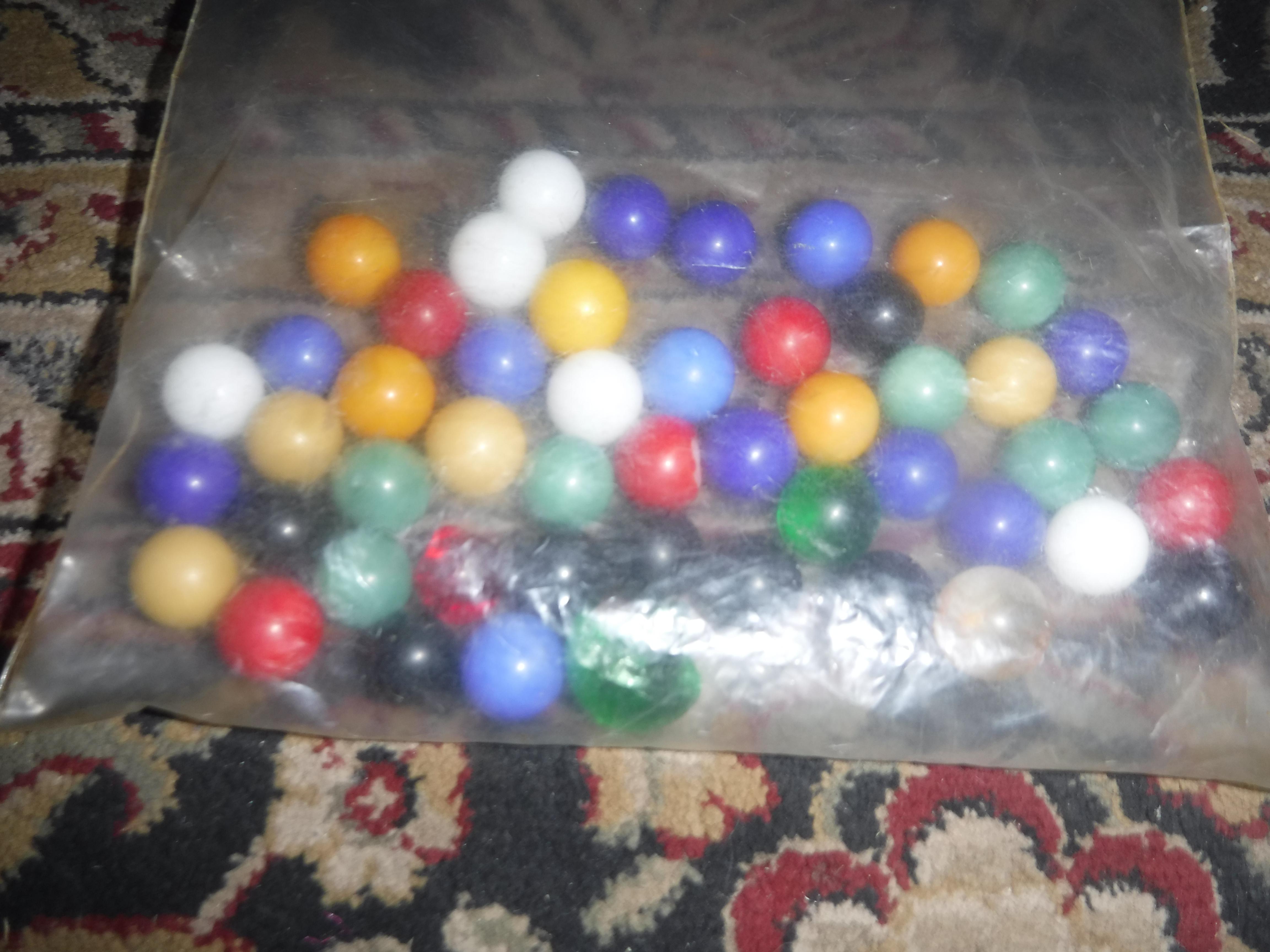 Just a few marbles from games like Kerplunk and Chinese checkers. I
