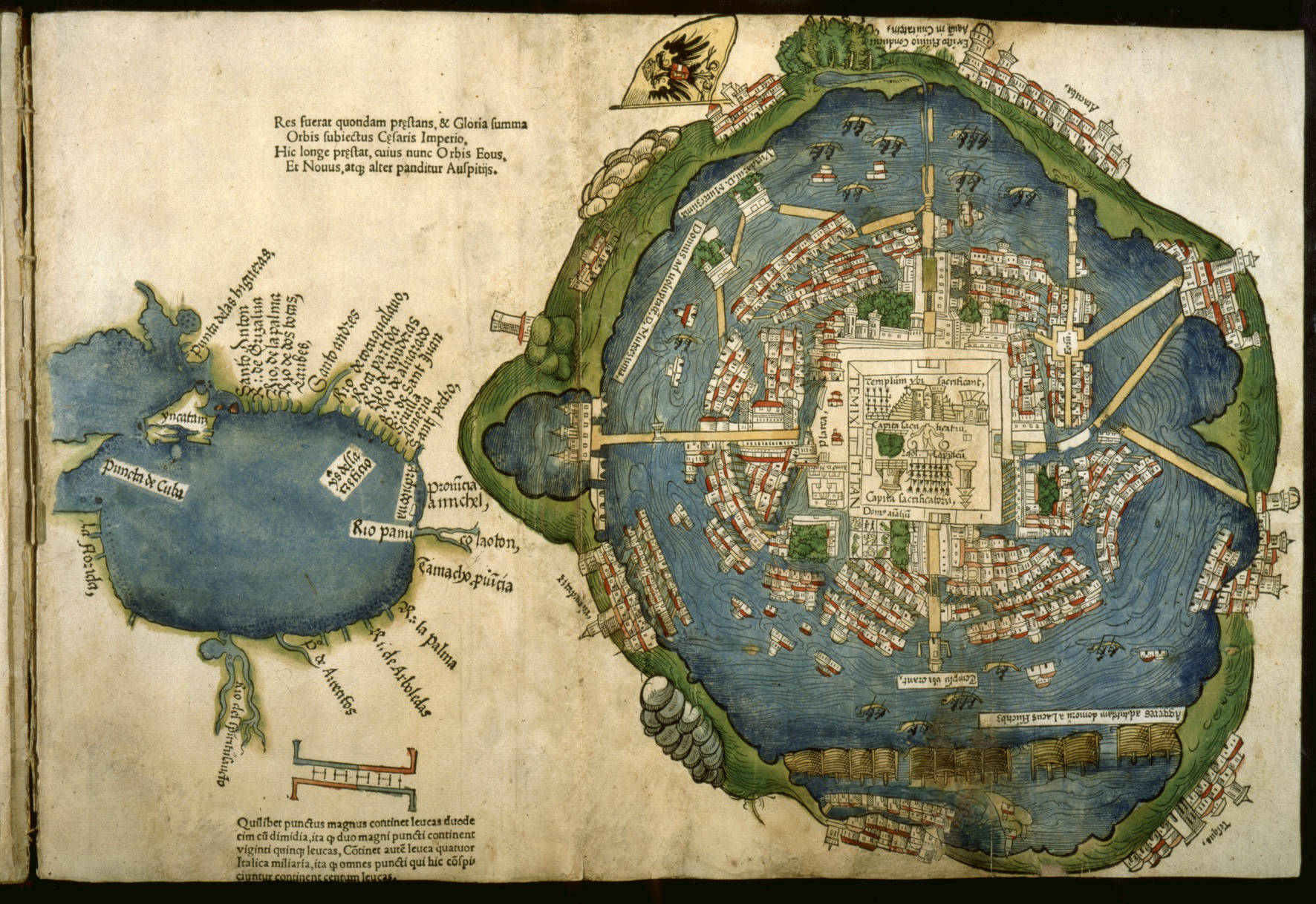Cortés' 1524 map of Tenochtitlan (Mexico City). This would the