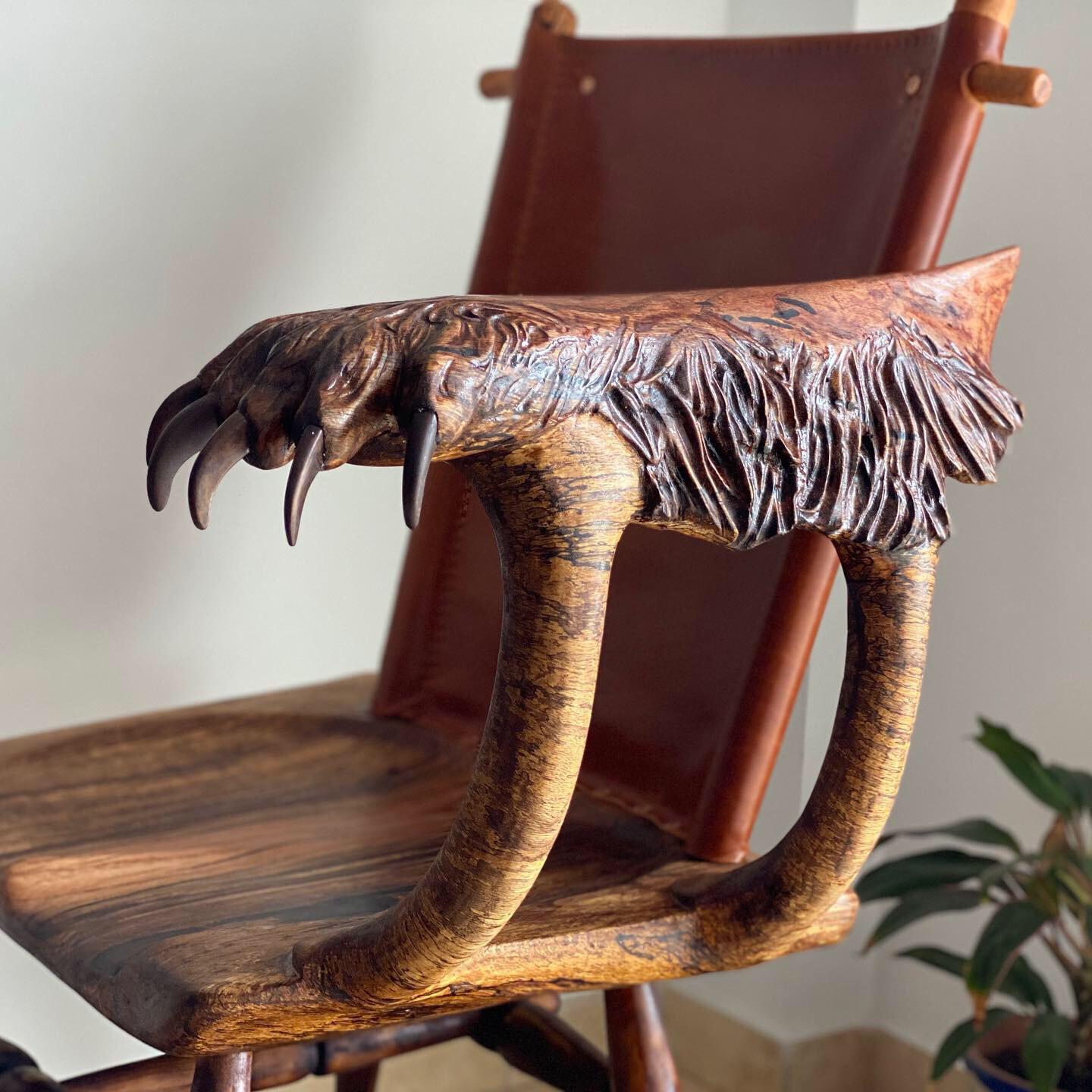 Bear chair I just finished up today. Seat and arm are a single piece of