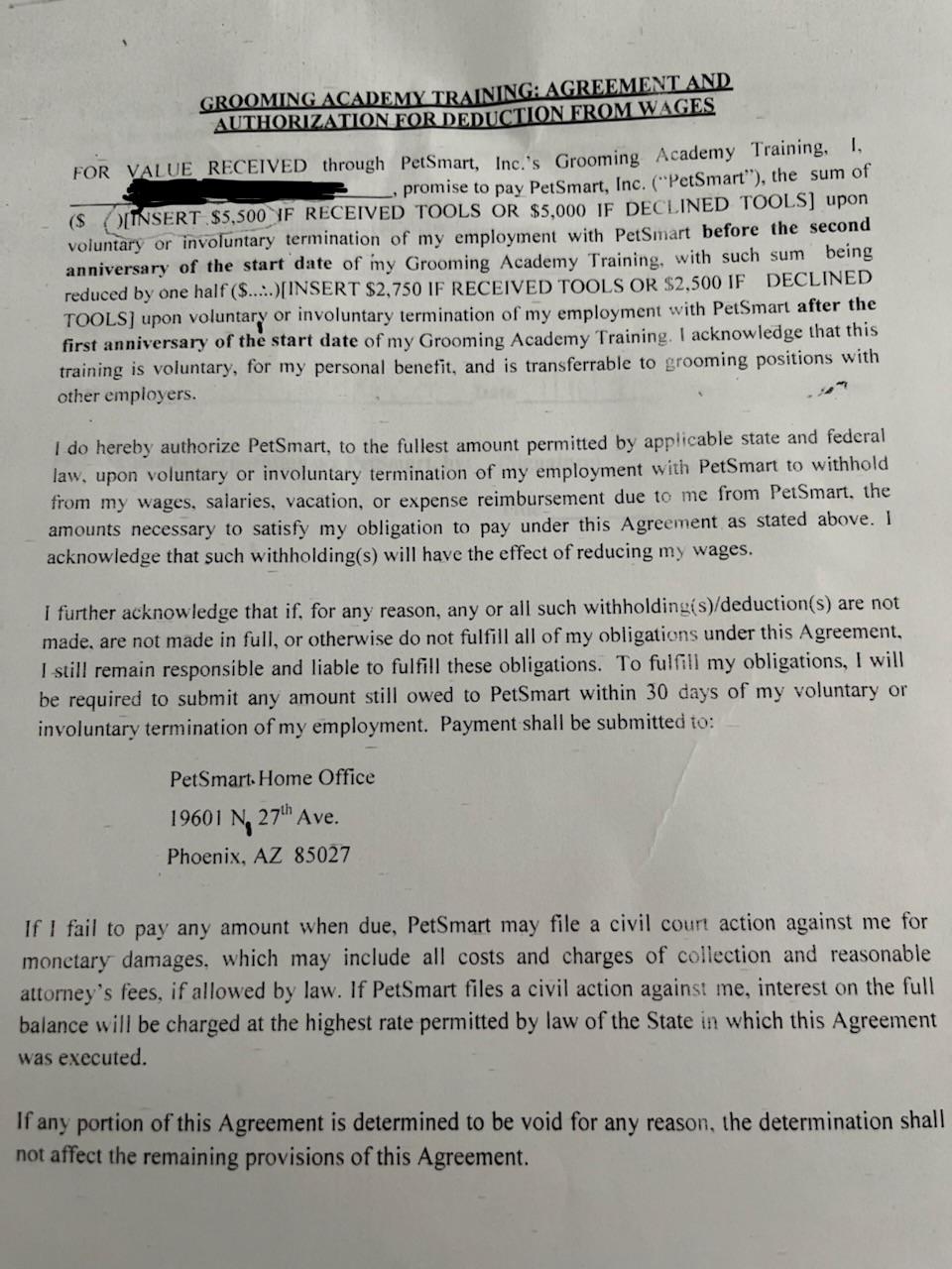 Wife was made to sign this in order to do her grooming academy training