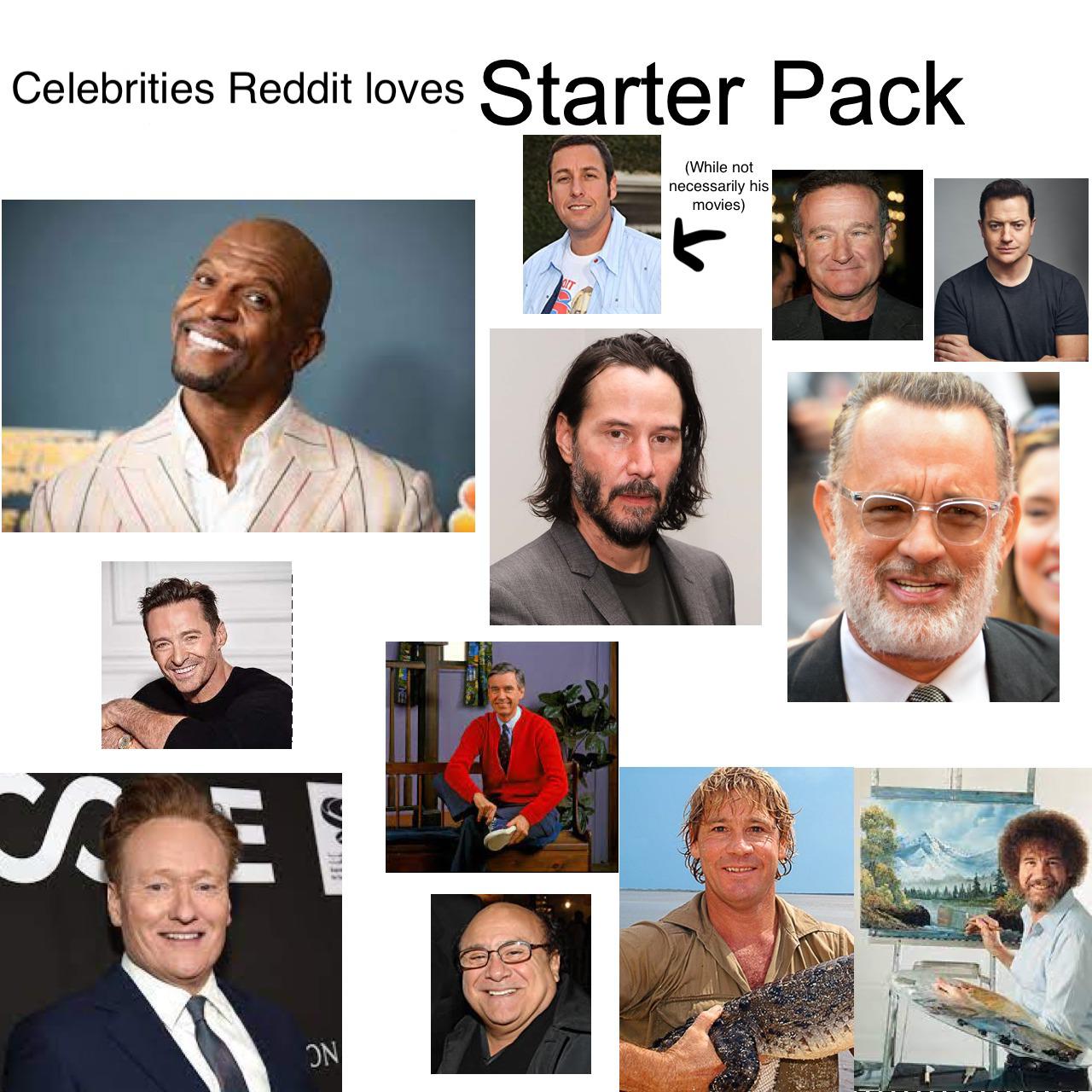 Celebrities that Reddit loves starter pack. r/starterpacks