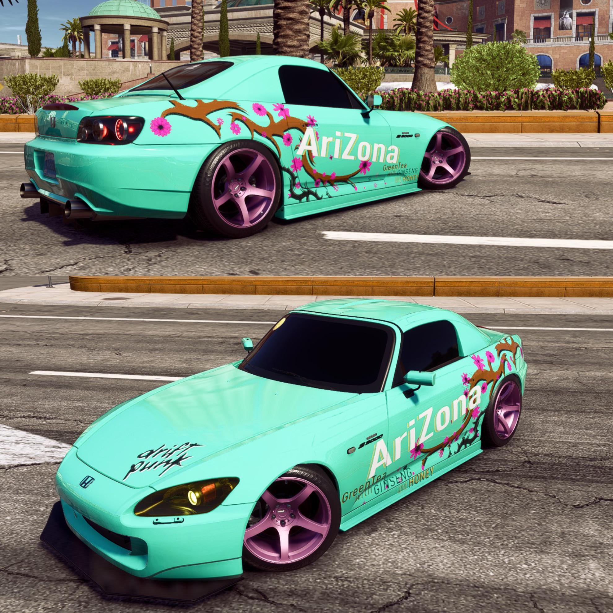 I made the AriZona green tea wrap for my s2k in NFS Payback r/VaporwaveAesthetics