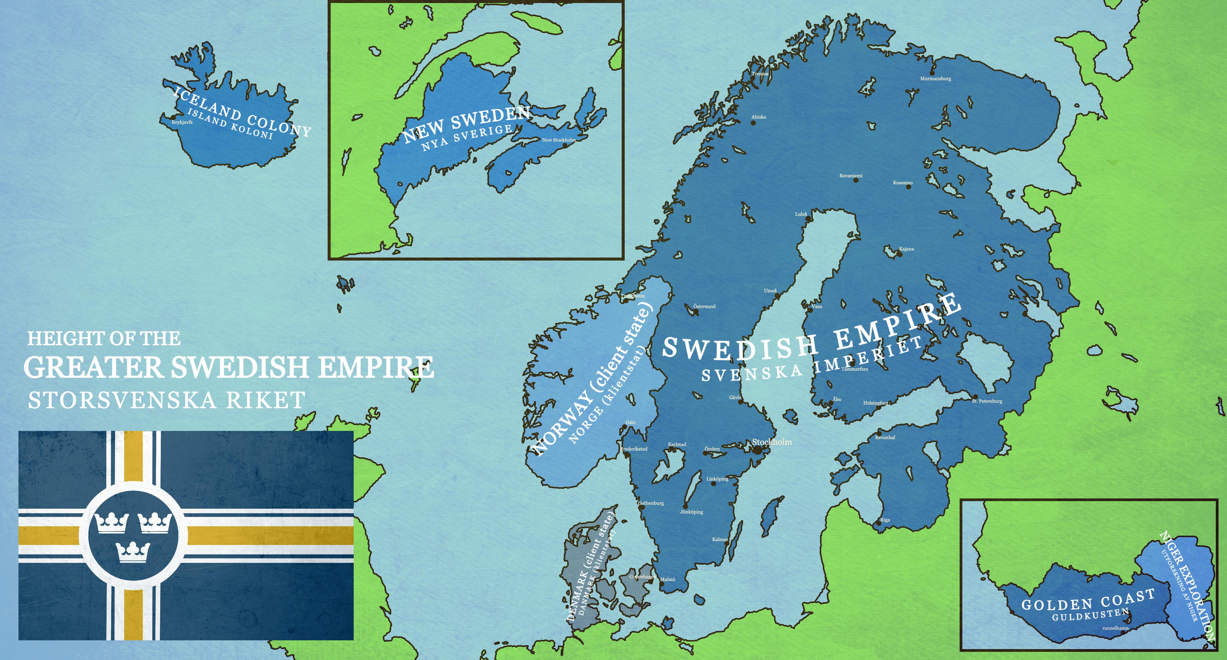 The height of the Greater Swedish Empire! (fixed) r/imaginarymaps
