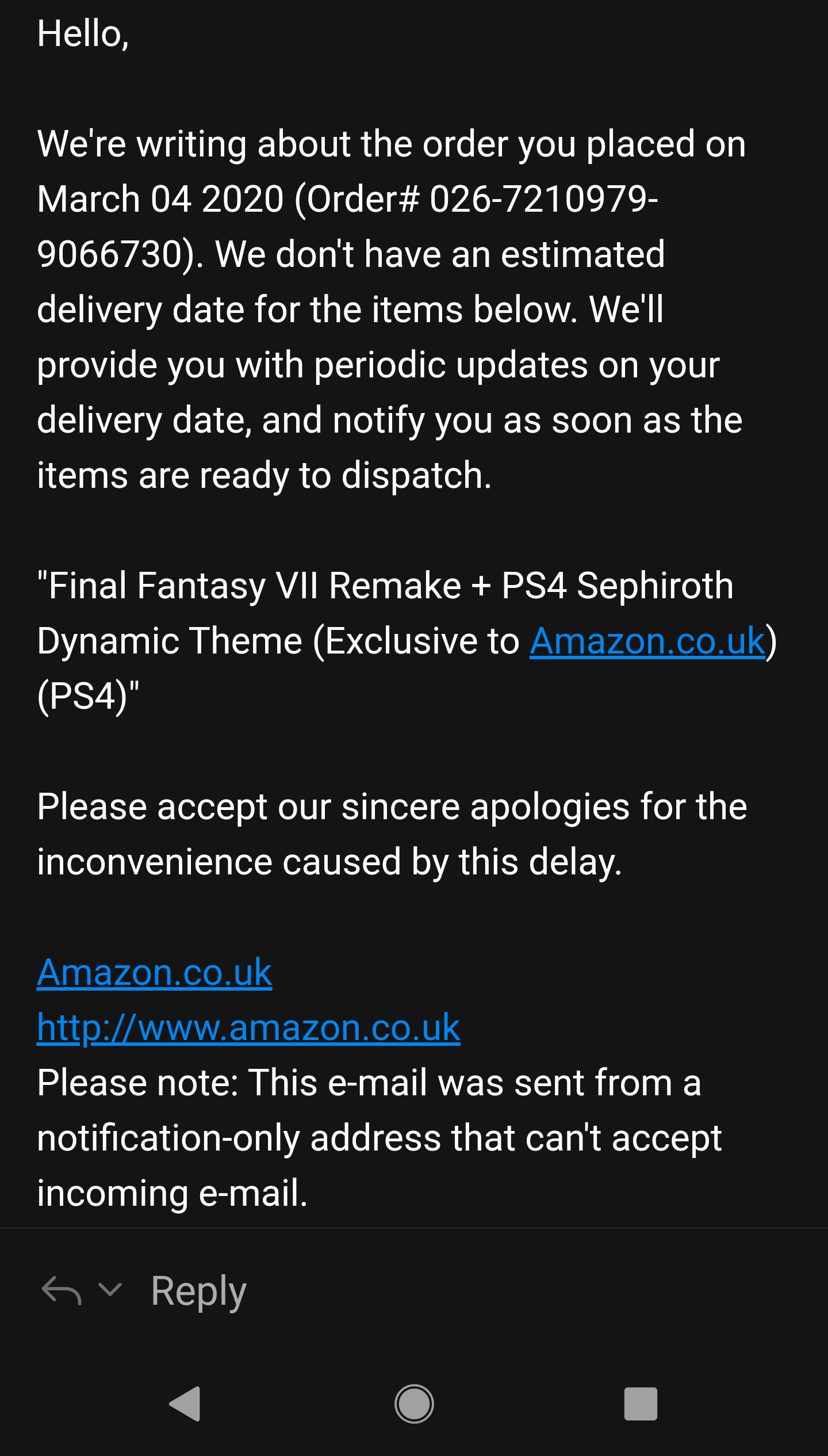 Amazon UK update r/FFVIIRemake