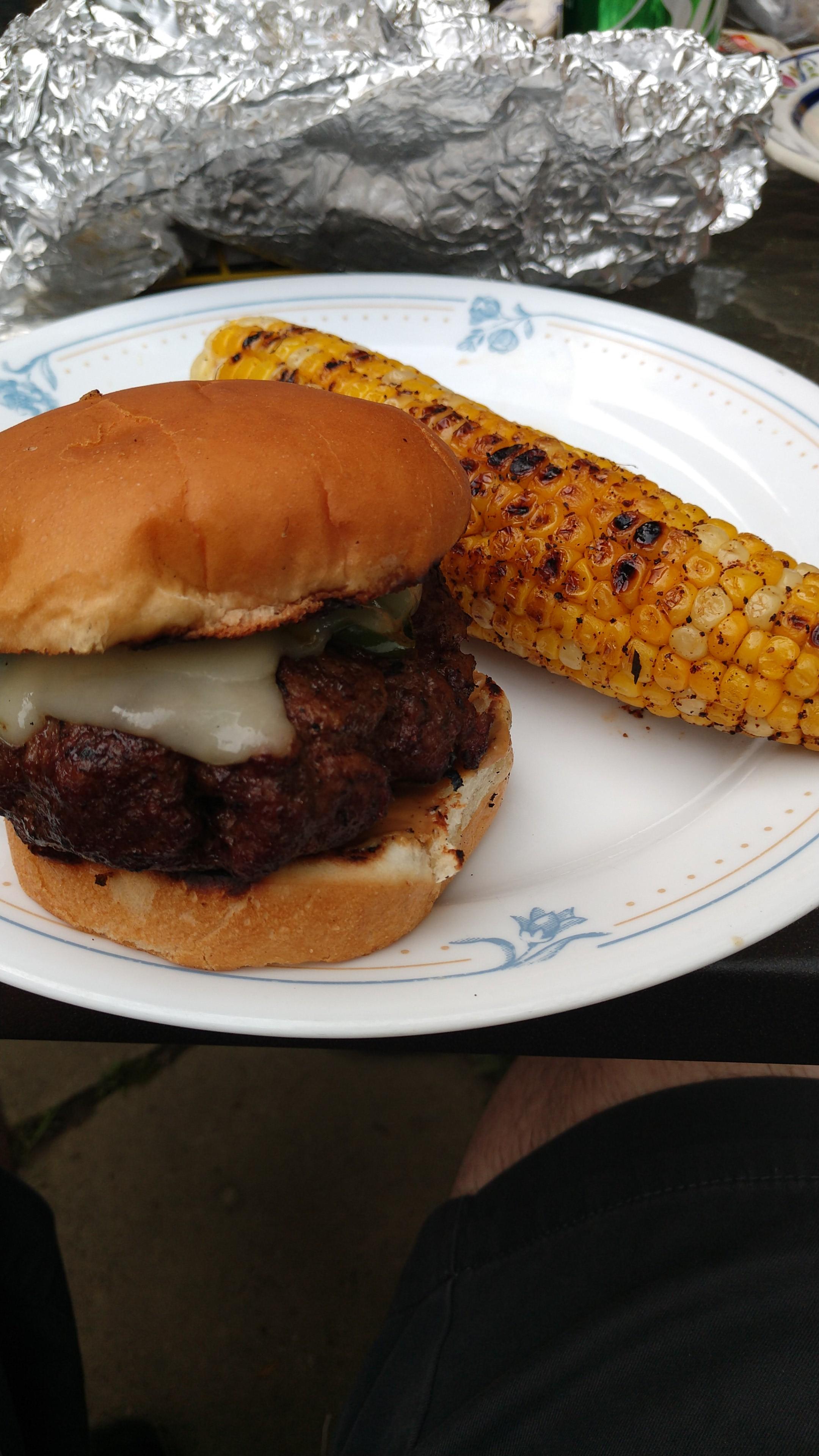 [I made] a burger with jalapenos tucked in a blanket of provolone and peanut butter spread on a