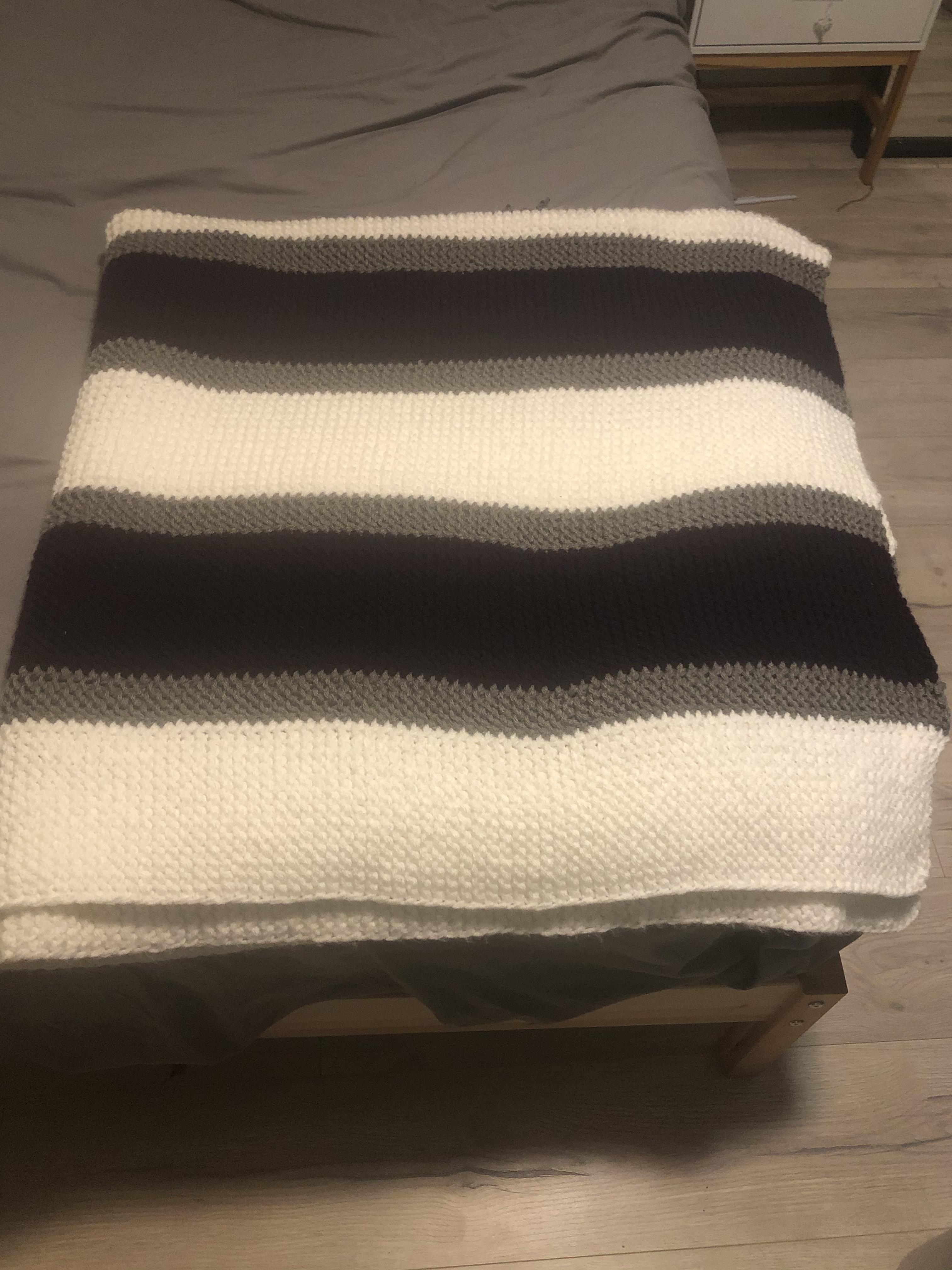 Finished my first blanket, took me 2 months 👀 (can’t tell but the dark