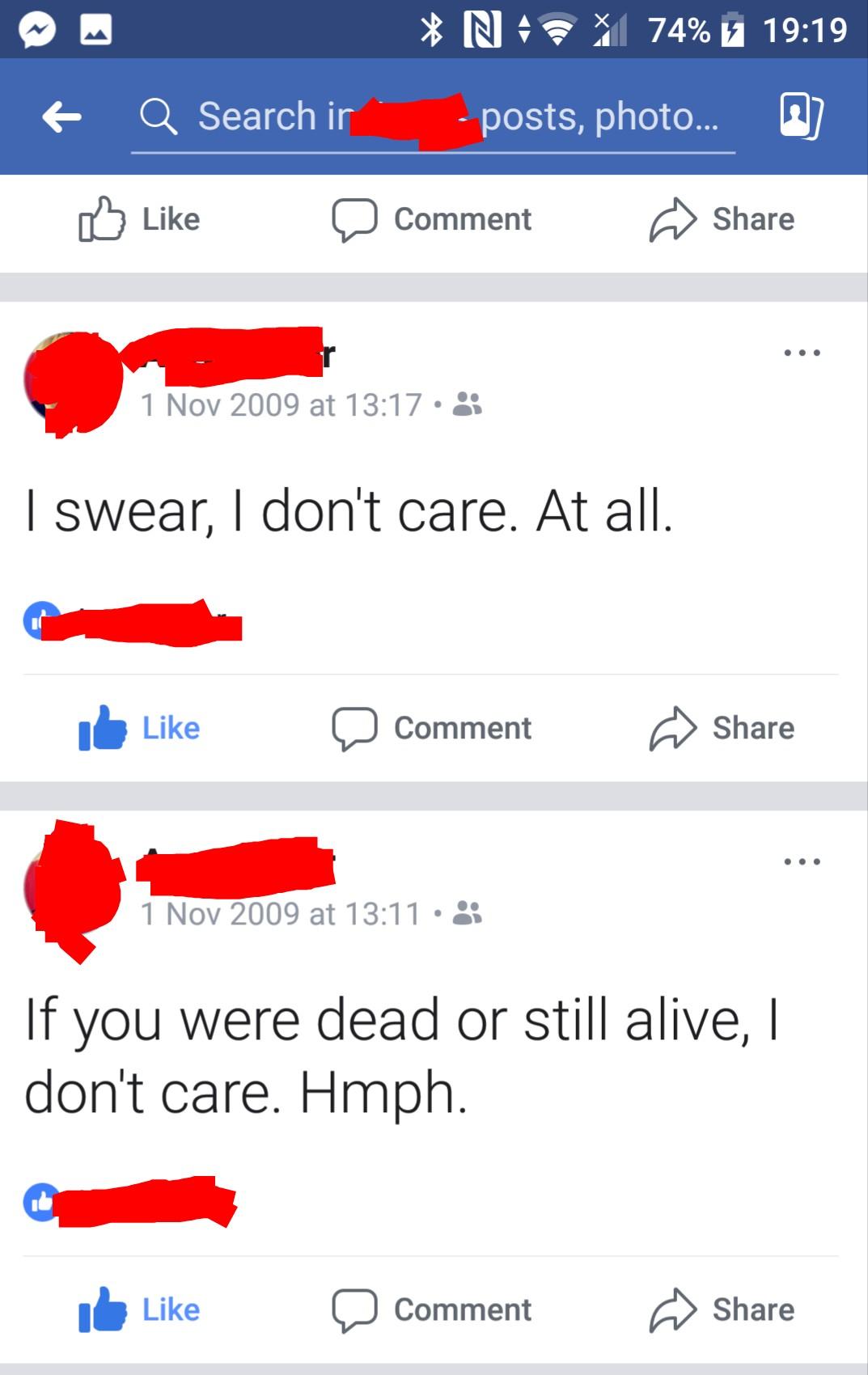 Self Cringe My old Facebook statuses and I was the only