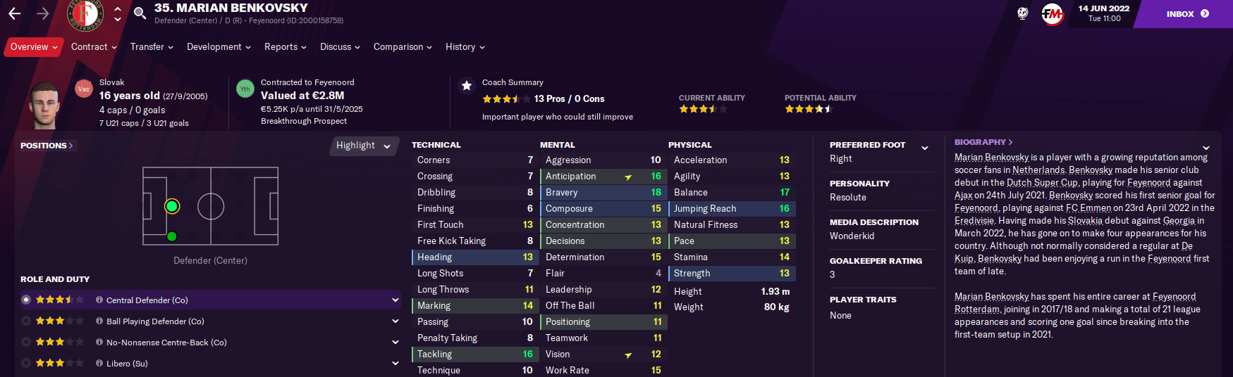 Second save on FM21, first youth intake and I get this absolute gem as